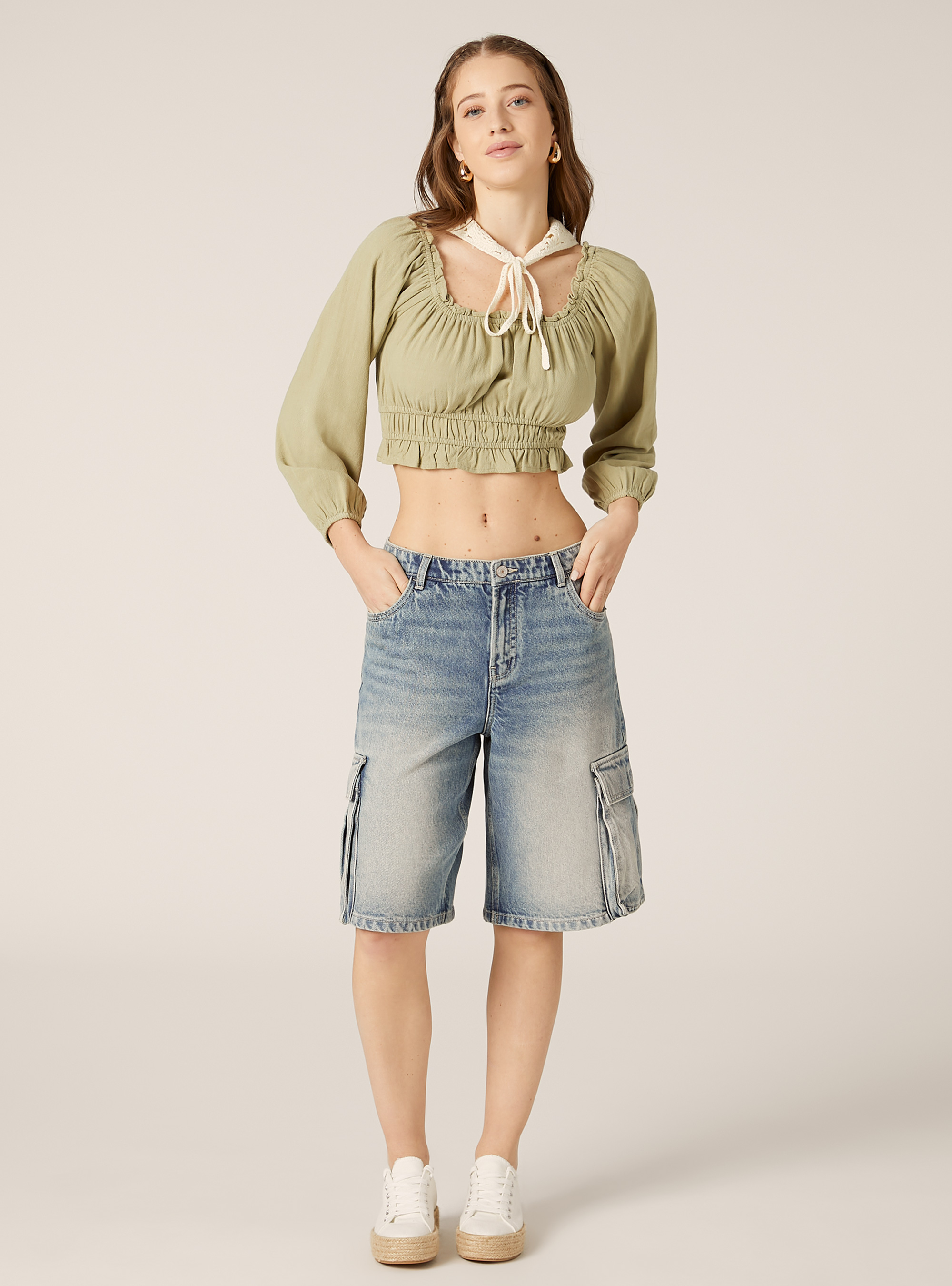 Linen blend boho blouse, KY3 KAKY LIGHT