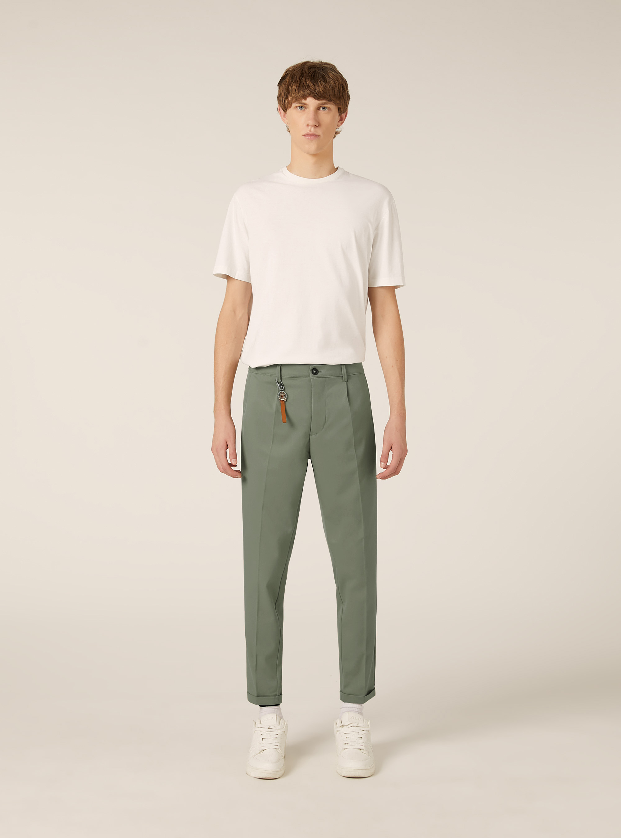 Classic slim-fit trousers, SG2 SAGE MEDIUM