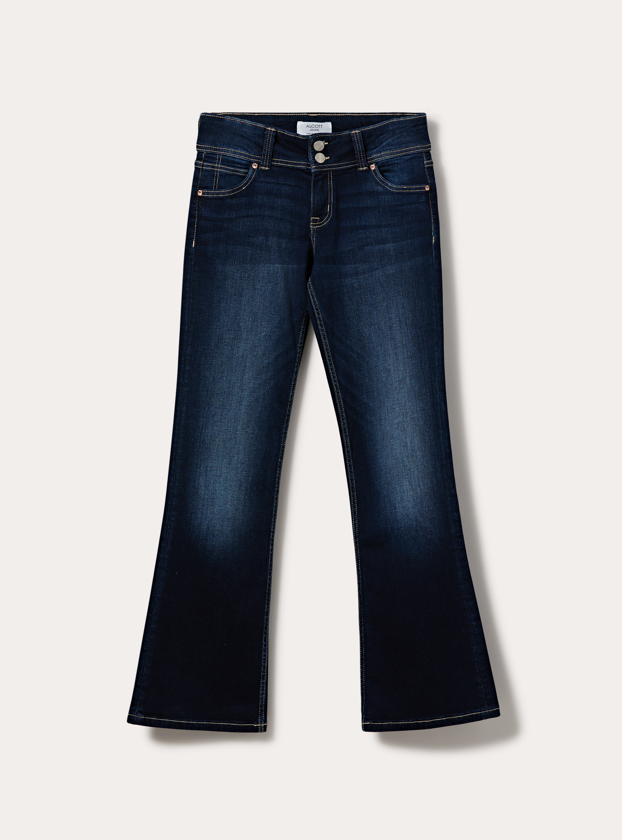 Jeans bootcut  vita bassa, D002 MEDIUM DARK BLUE