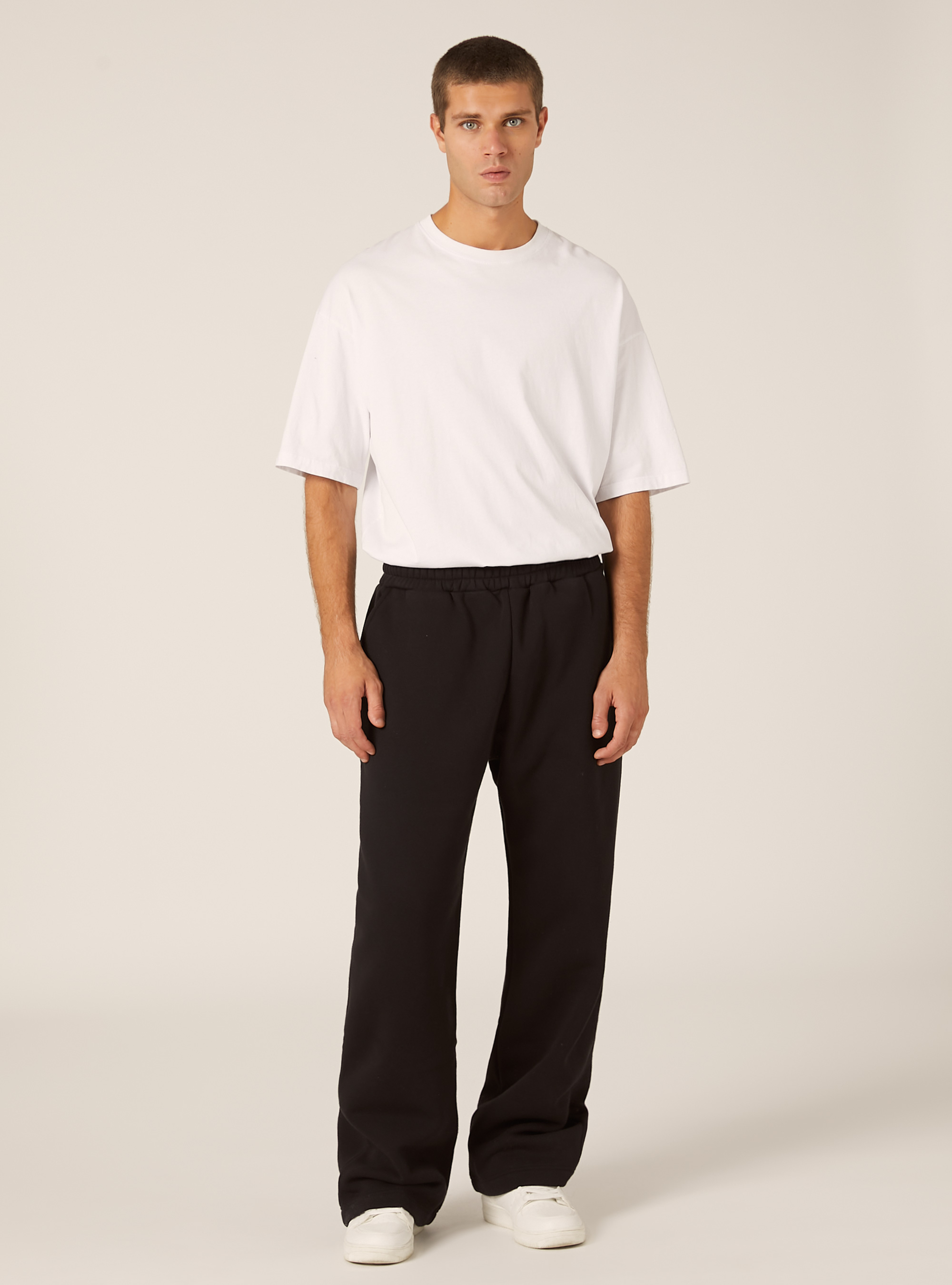 Pantaloni loose fit in felpa, BK1 BLACK