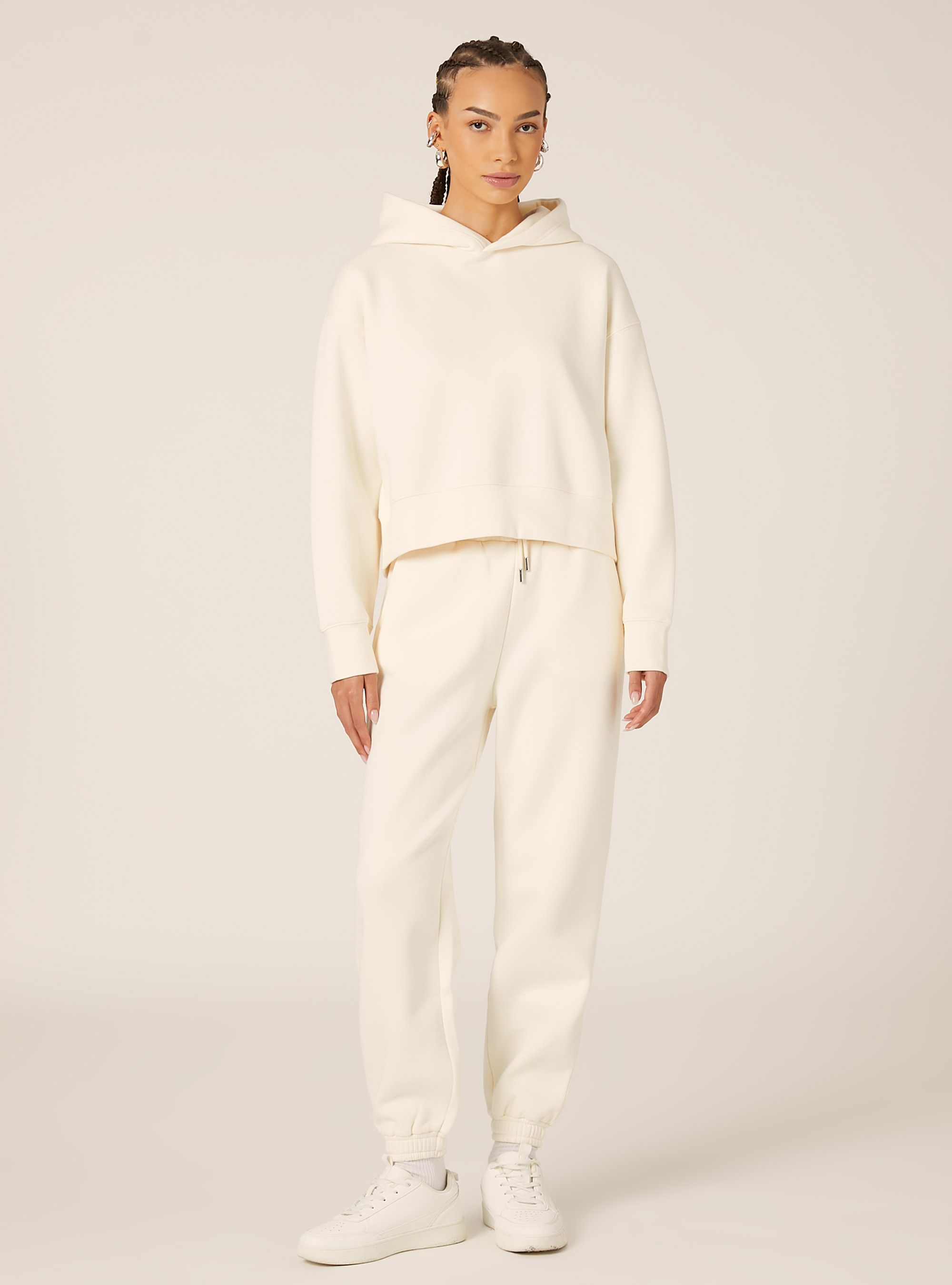 Boxy fit hooded sweatshirt, CR3 CREAM LIGHT
