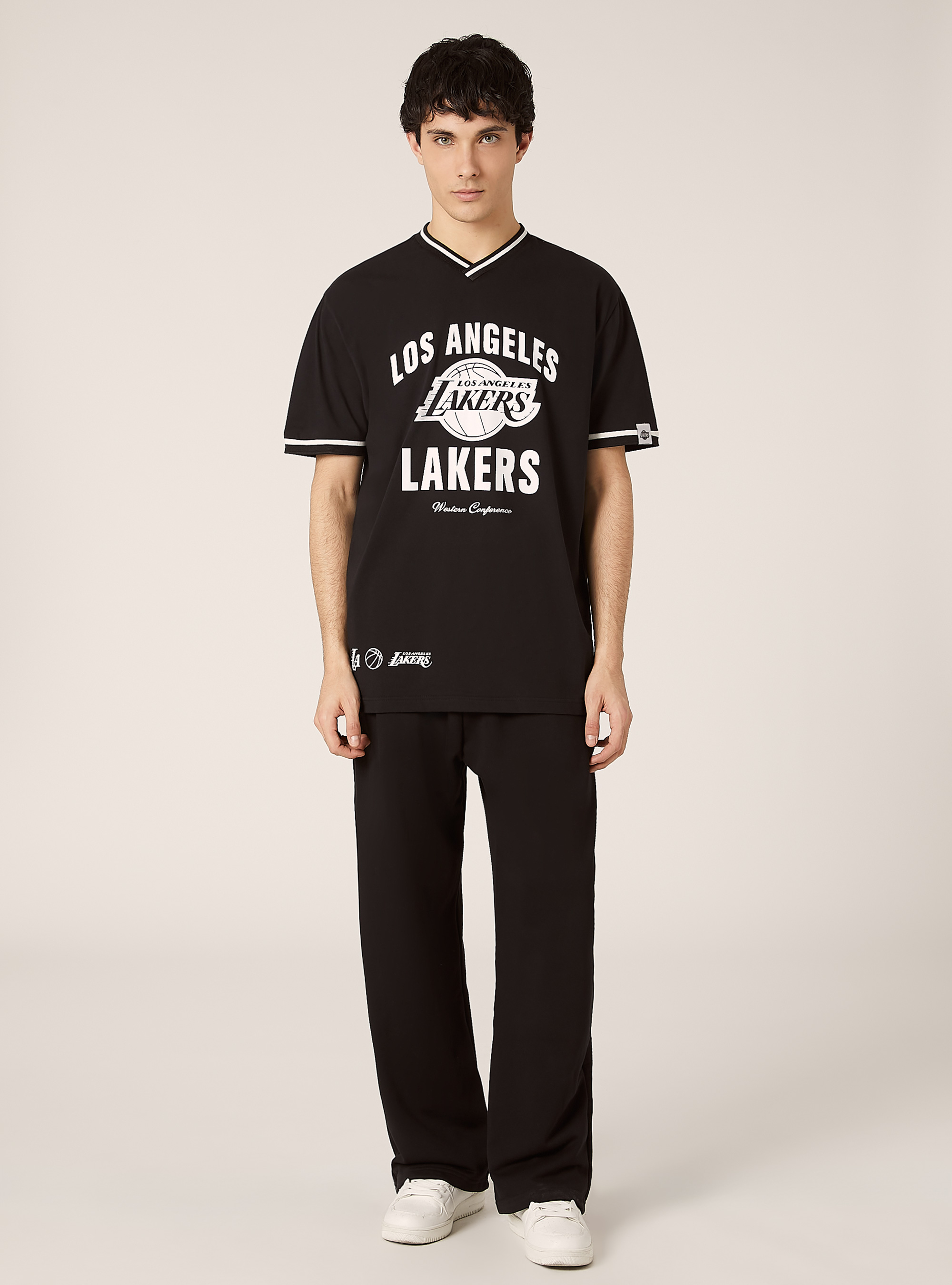 Baumwoll-T-Shirt mit NBA/Alcott-Aufdruck, BK1 BLACK