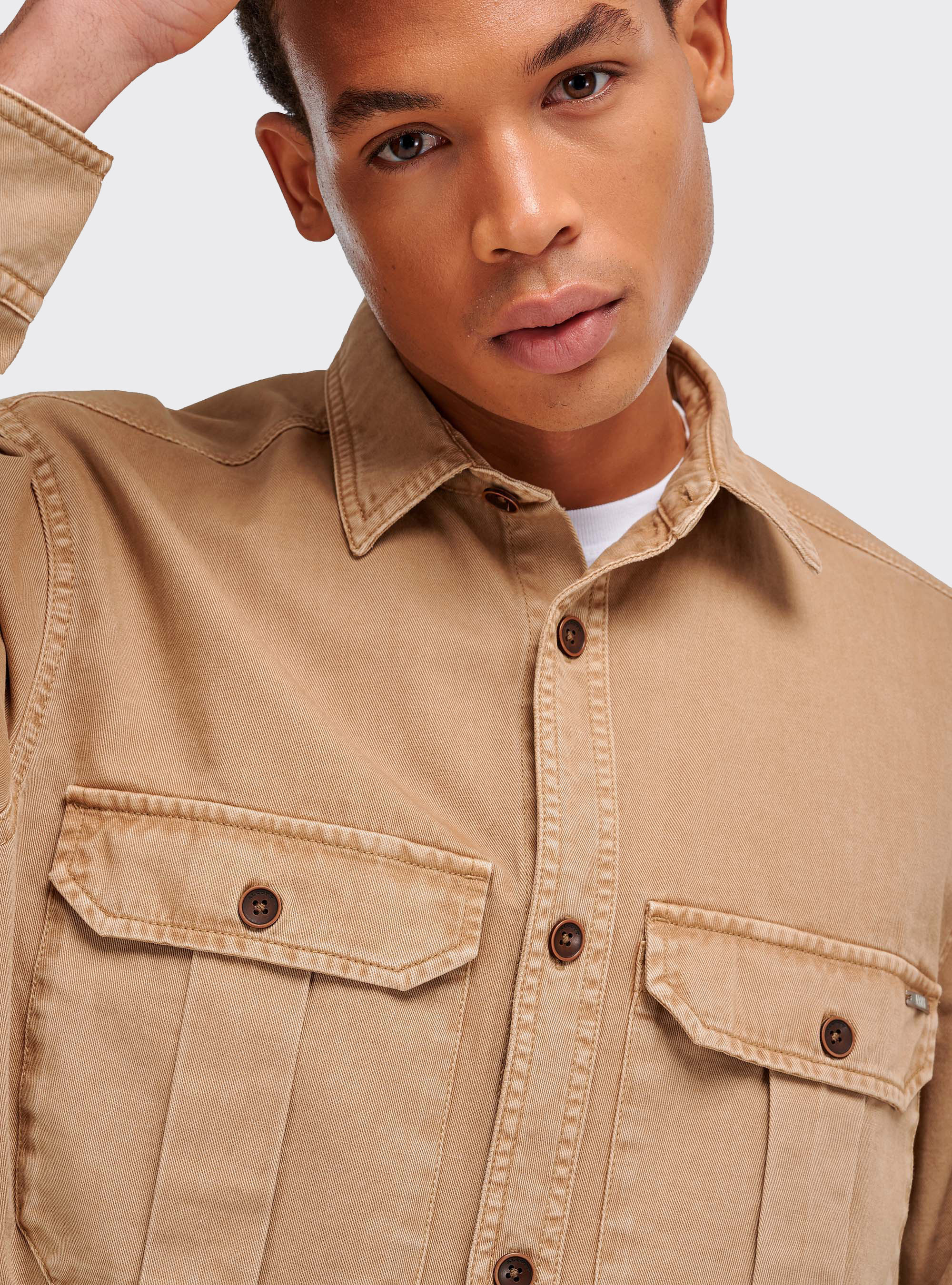 Chemise cargo en 100% coton, C536 TOBACCO