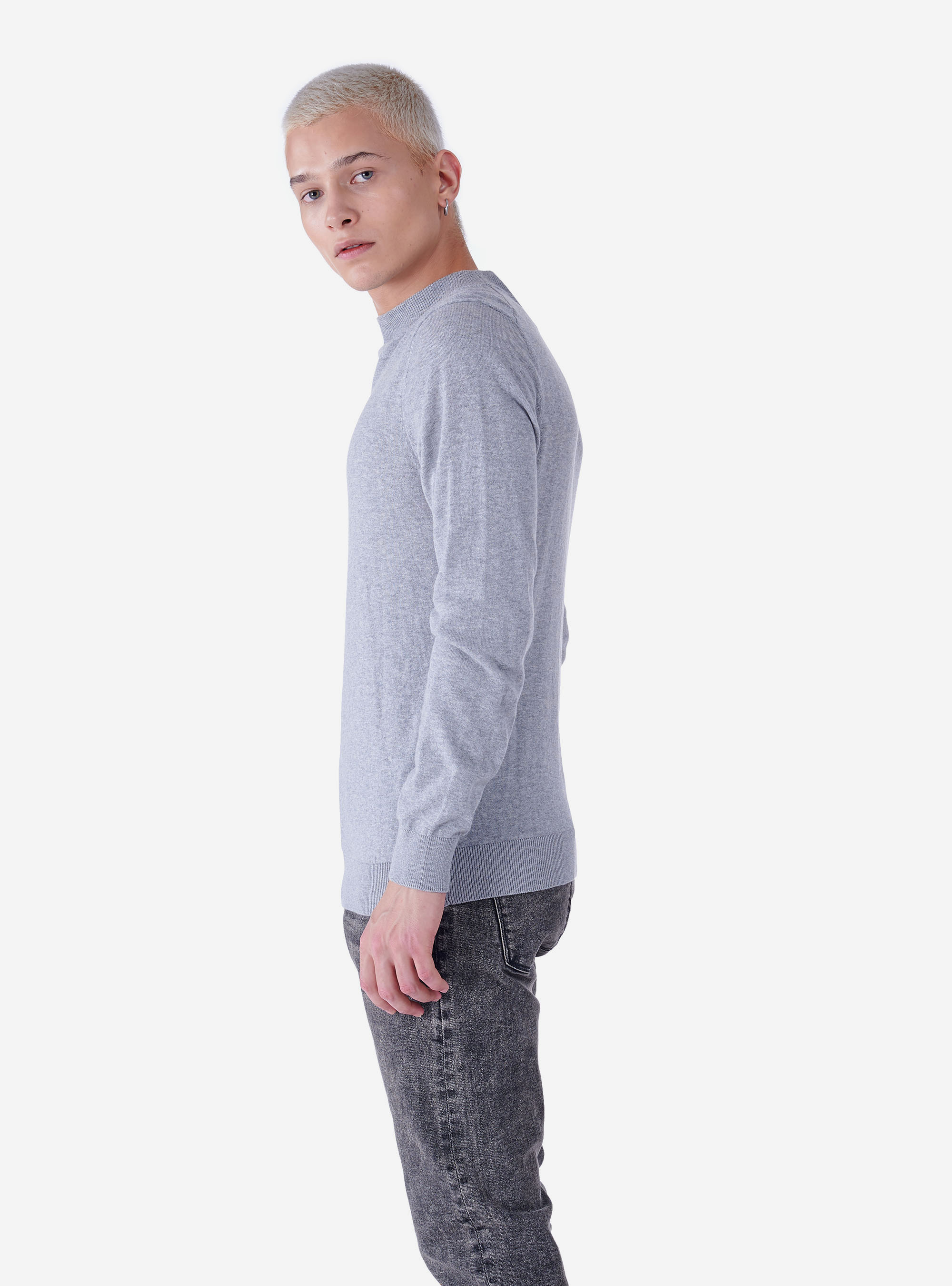 PULLOVER HALF-NECK, C143 LIGHT GREY M
