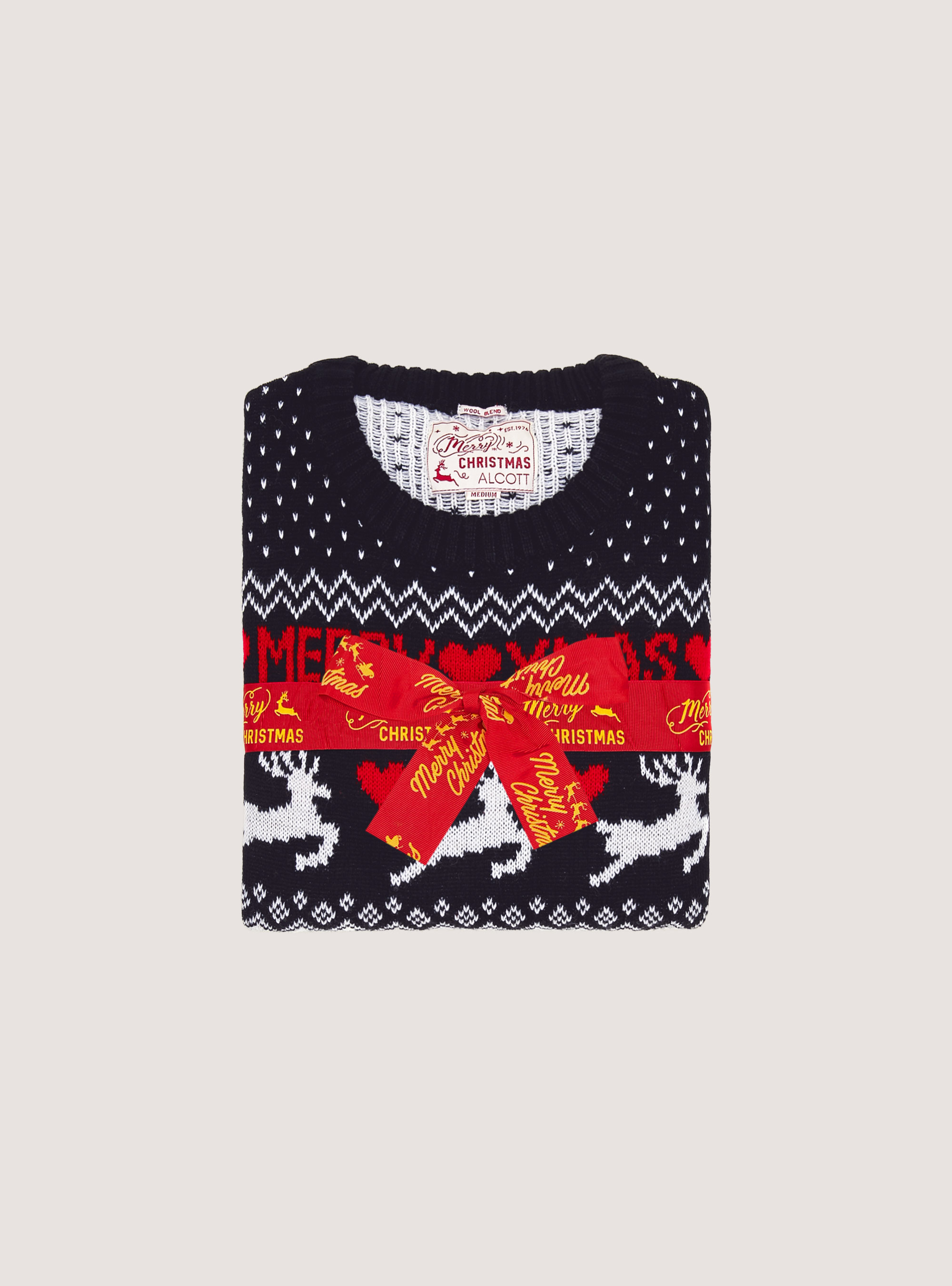 Weihnachtspullover mit Rentier, C101 BLACK