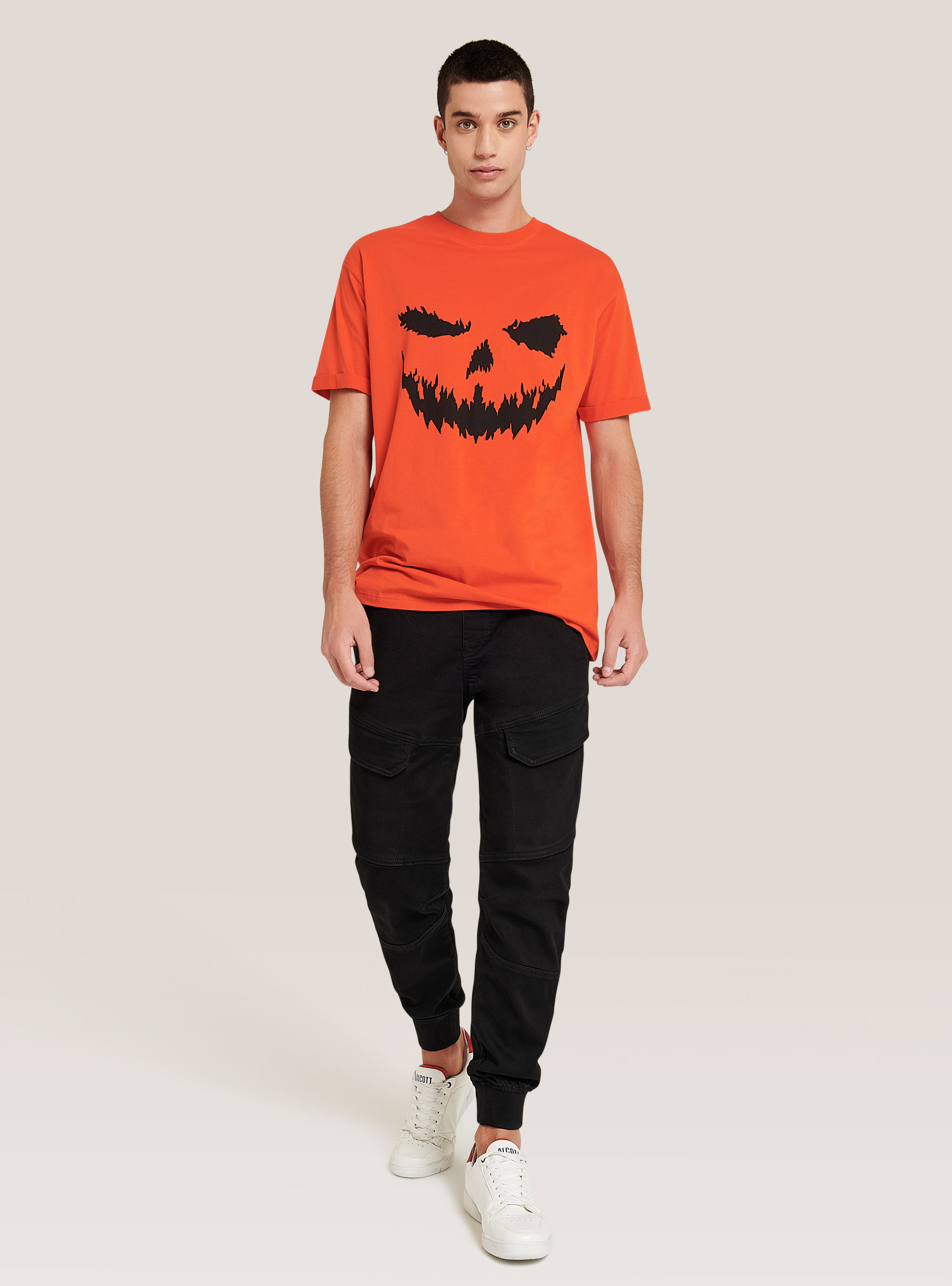 Cotton Halloween t-shirt with pumpkin, C3318 ORANGE