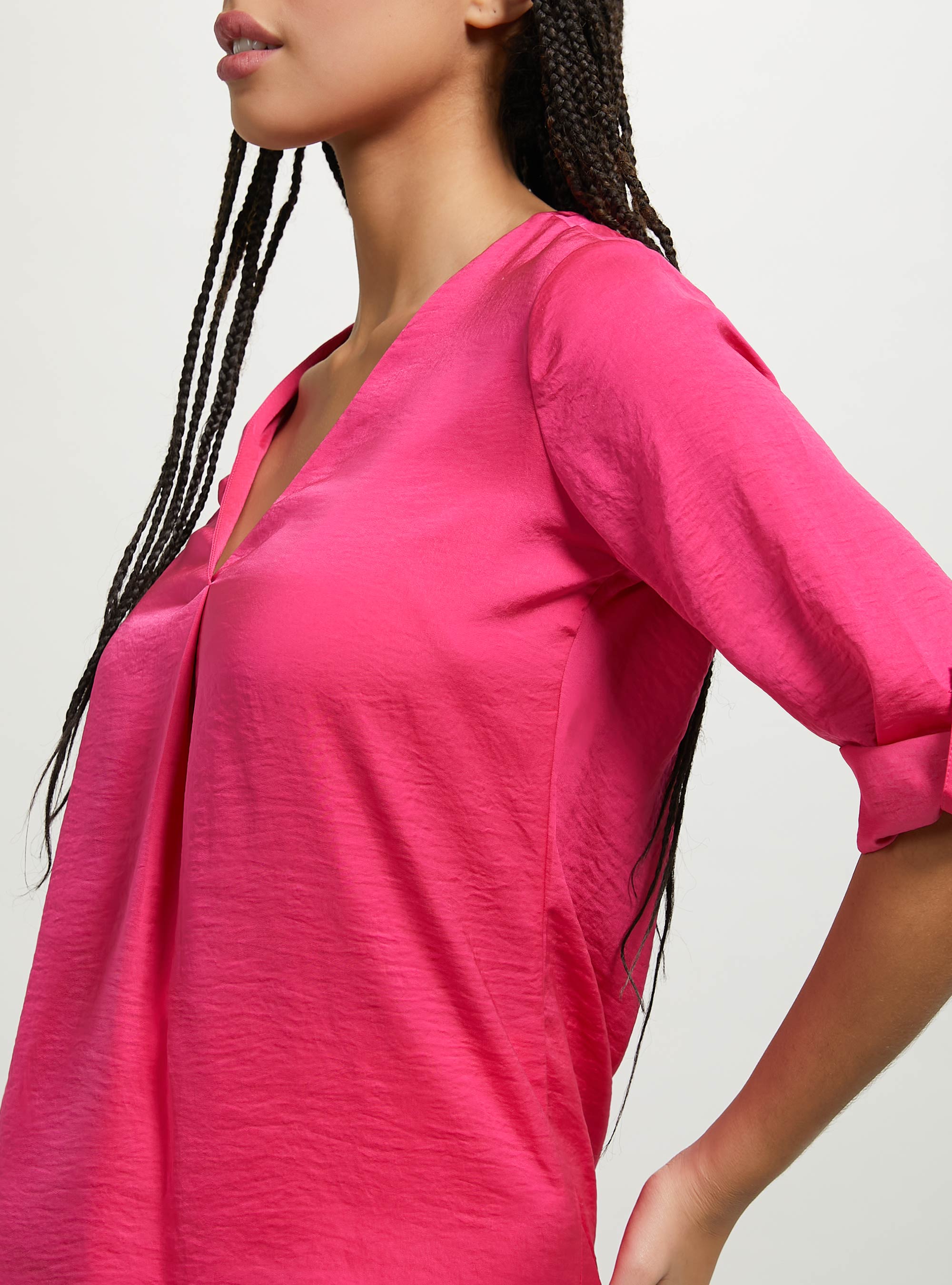 Chemisier à encolure unie, FX2 FUXIA MEDIUM