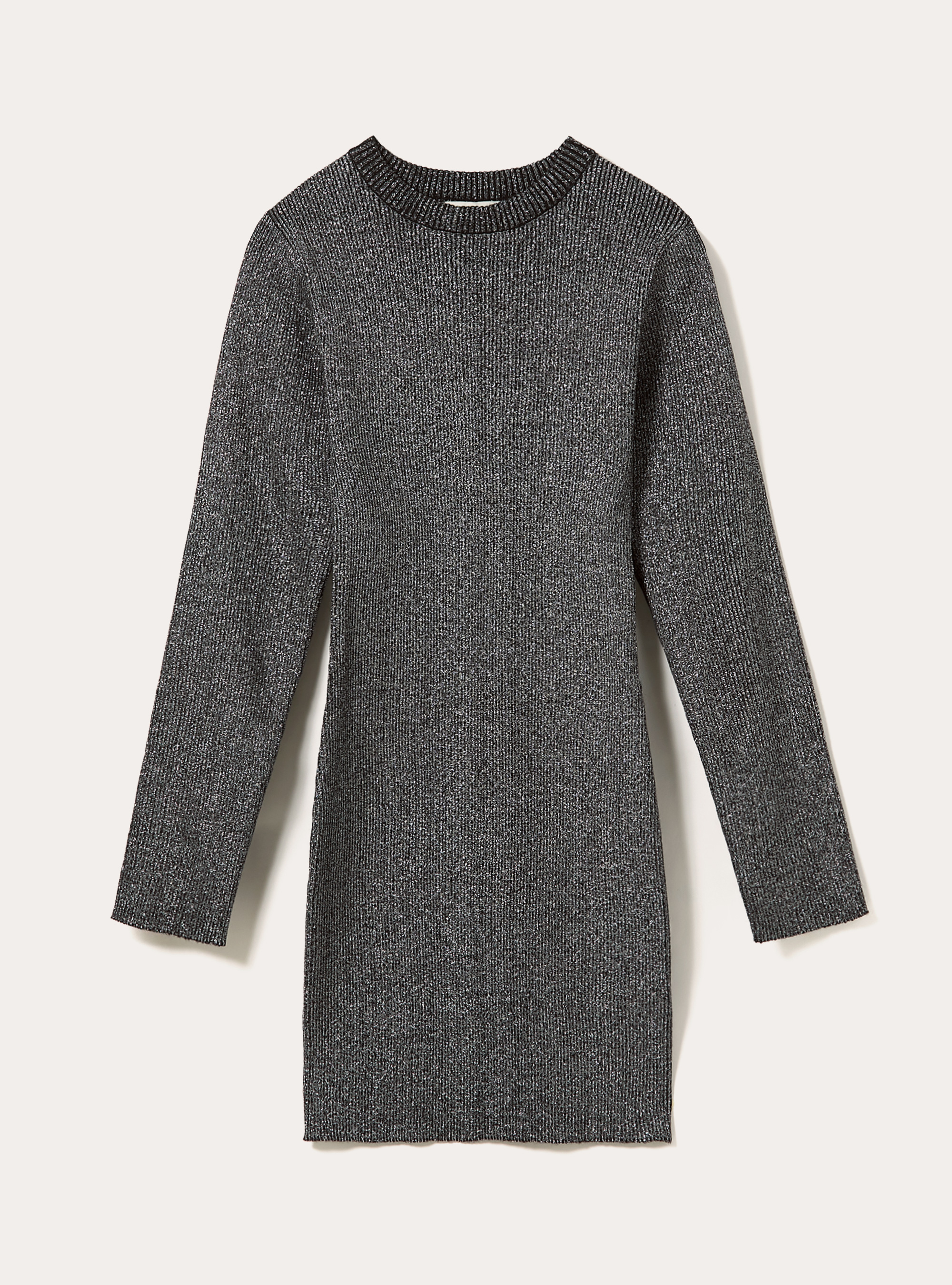 Vestito metallizzato a maniche lunghe, BK1 BLACK