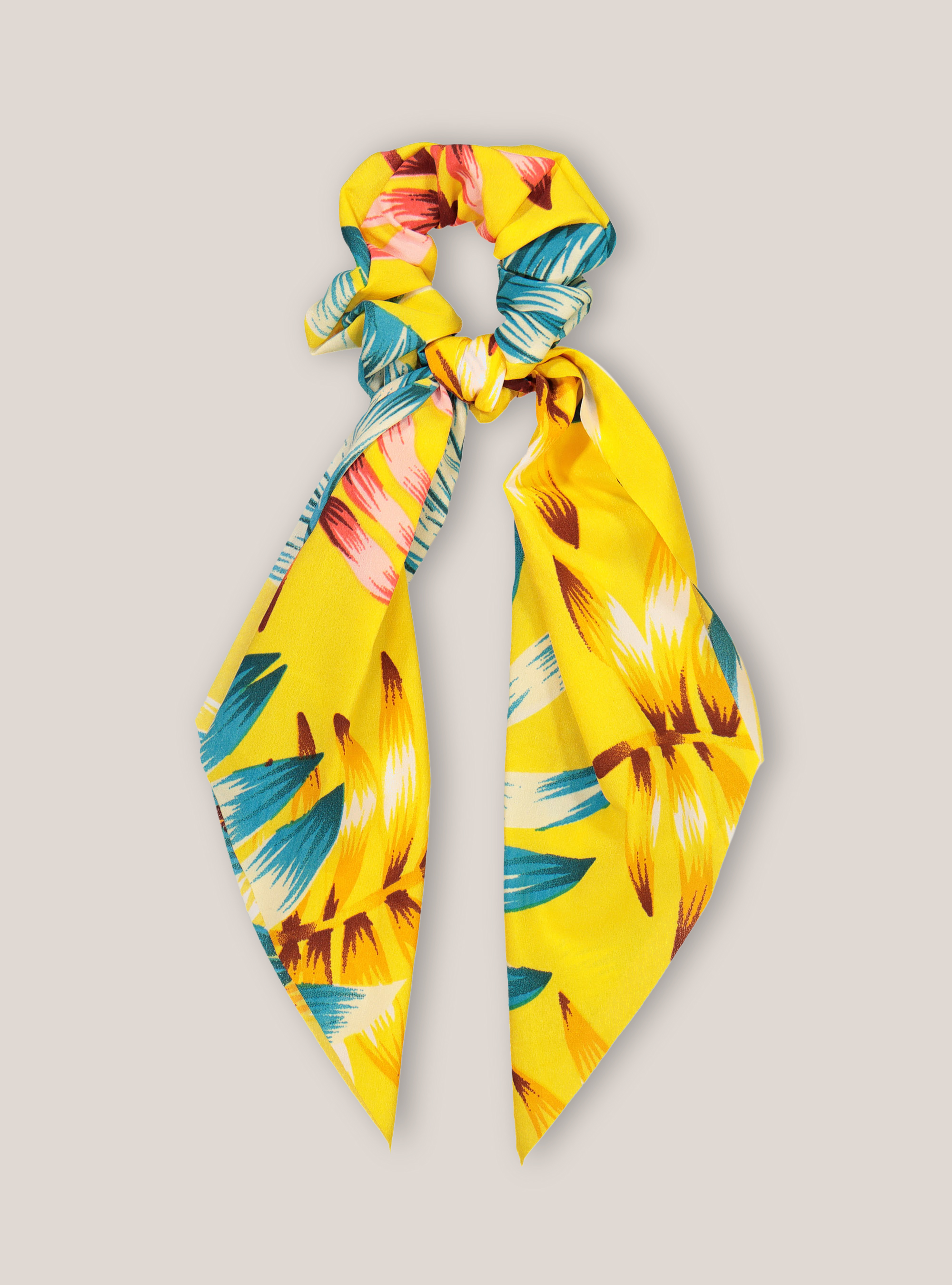 Printed scrunchie, FL742 FLOWER YELLOW