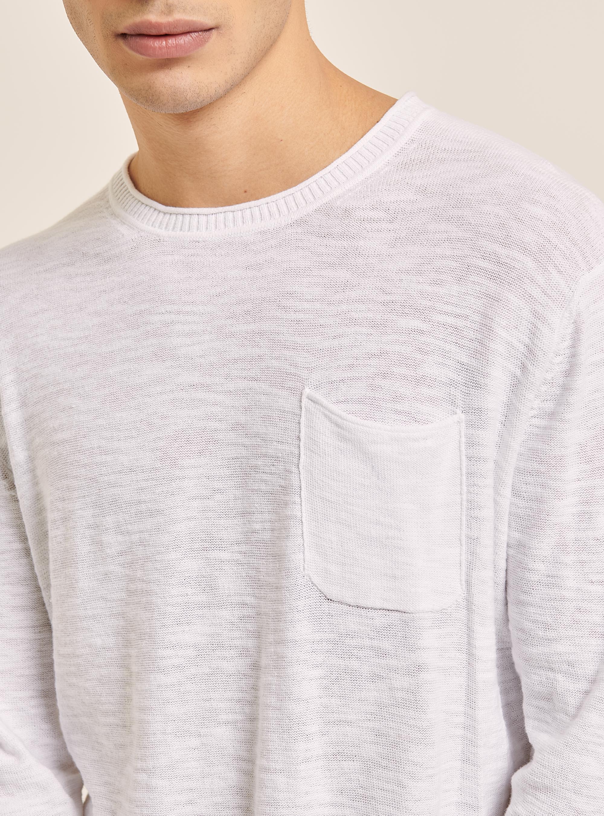 Pullover with roll neck and breast pocket, WH1 OFF WHITE