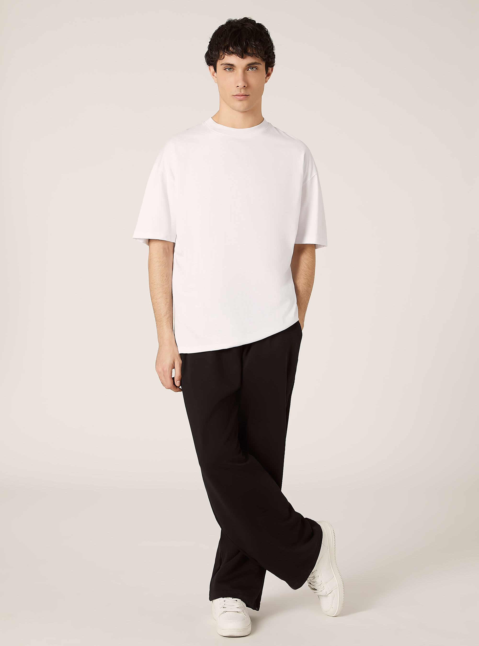 Camiseta boxy fit con estampado POP STATEMENT, WH3 WHITE