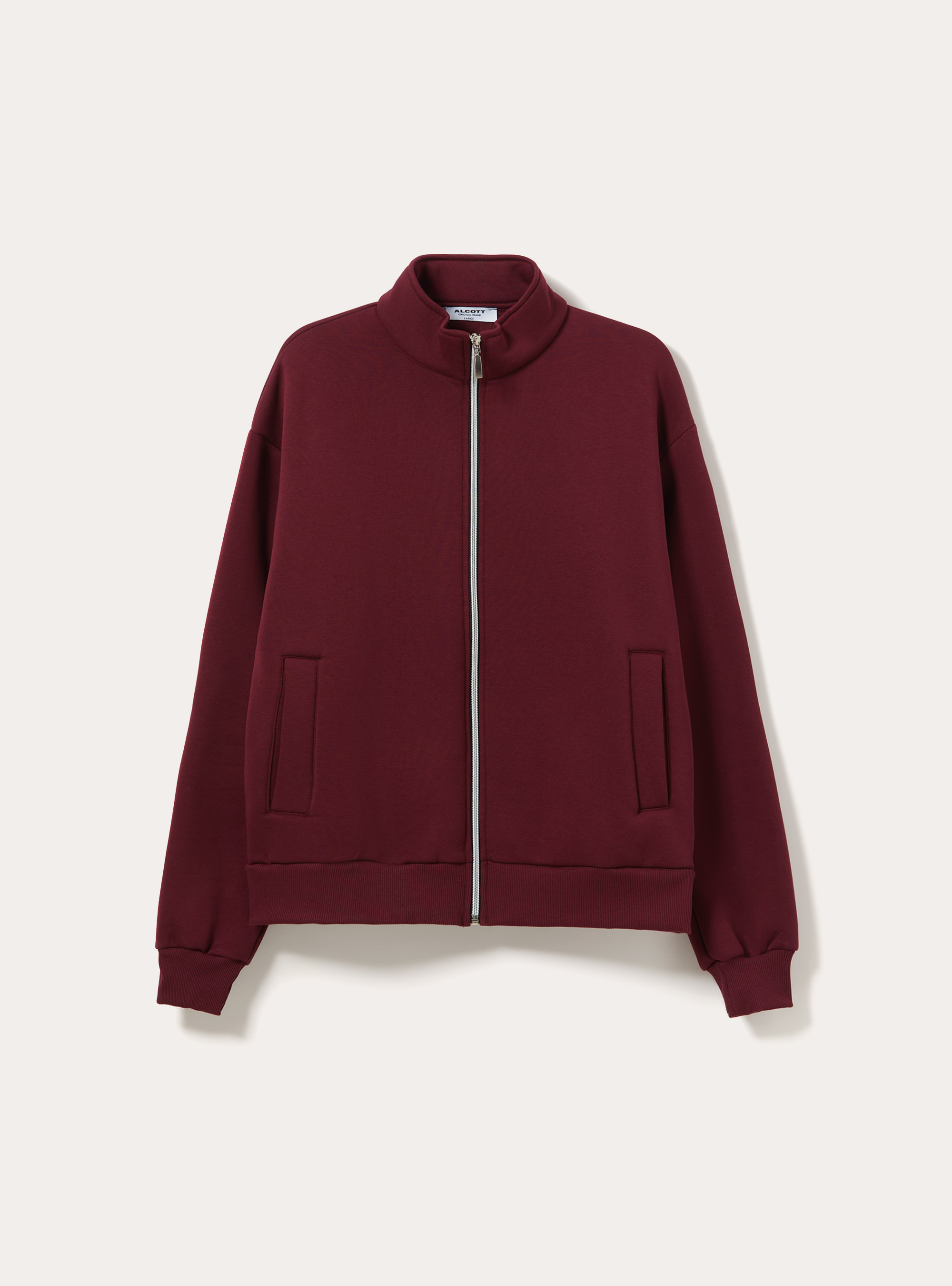 Zip front sweatshirt with mock neck, BO1 BORDEAUX DARK