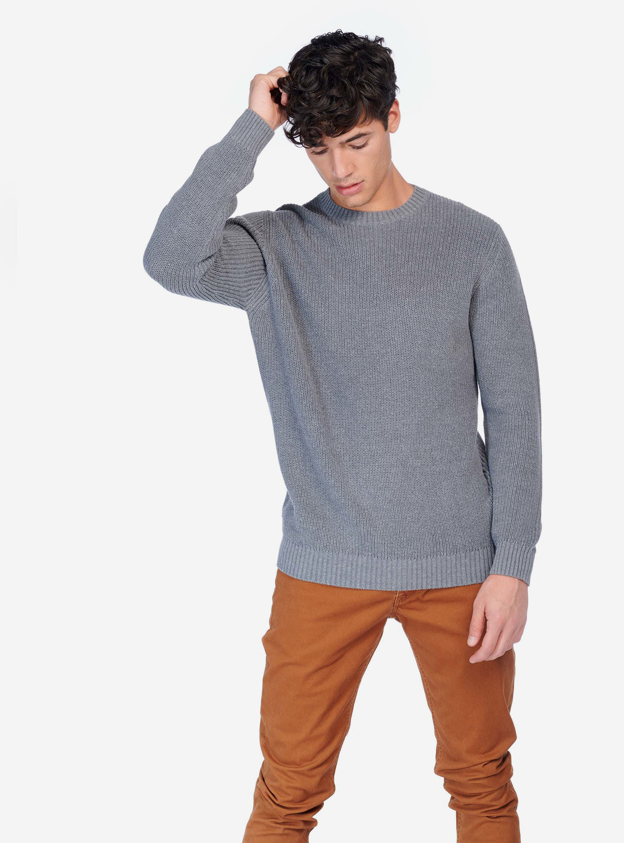 Pull à côtes anglaises, C146 GREY MEL