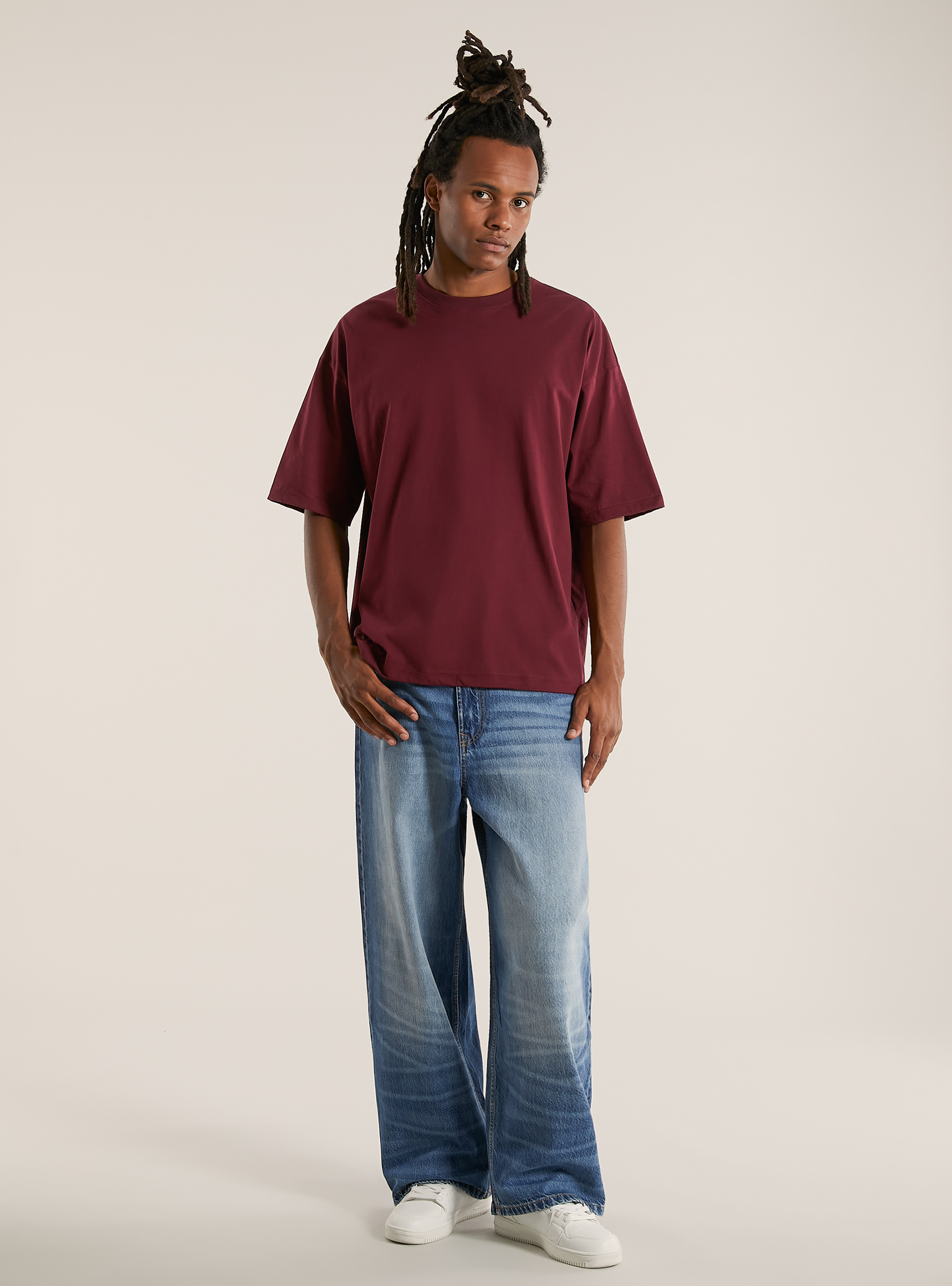 Tee-shirt à la coupe large, BO1 BORDEAUX DARK