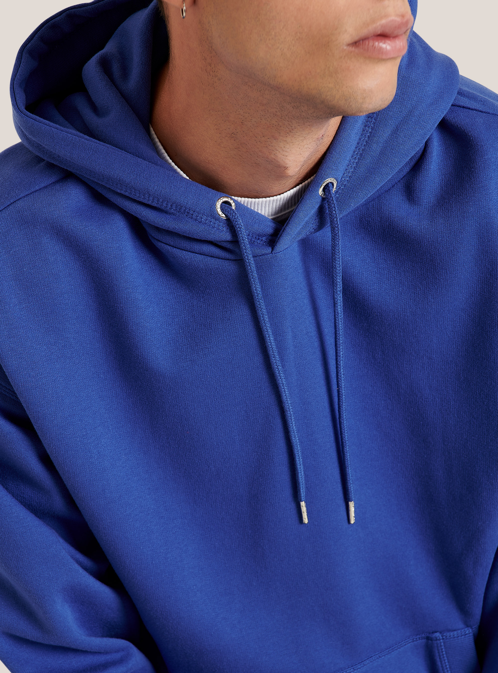 Sweat-shirt basique à capuche avec poche kangourou, C0253 AZZURRE