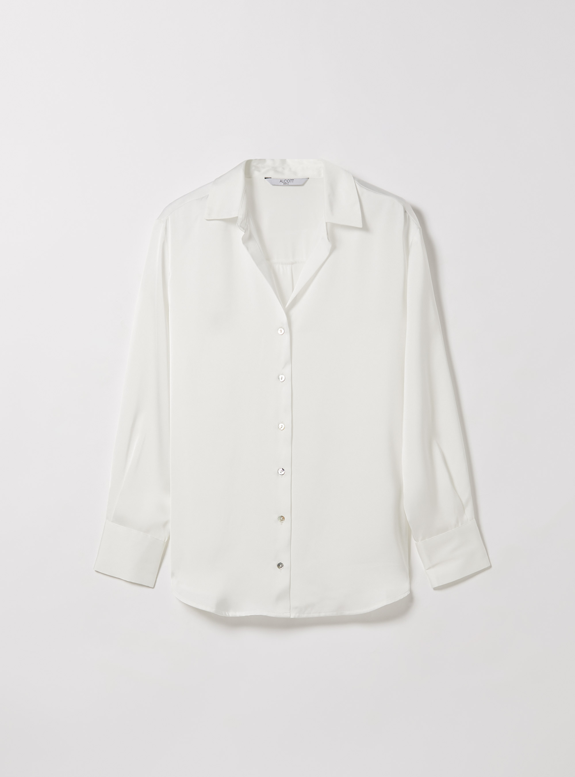 Camicia in satin in tinta unita, WH1 OFF WHITE