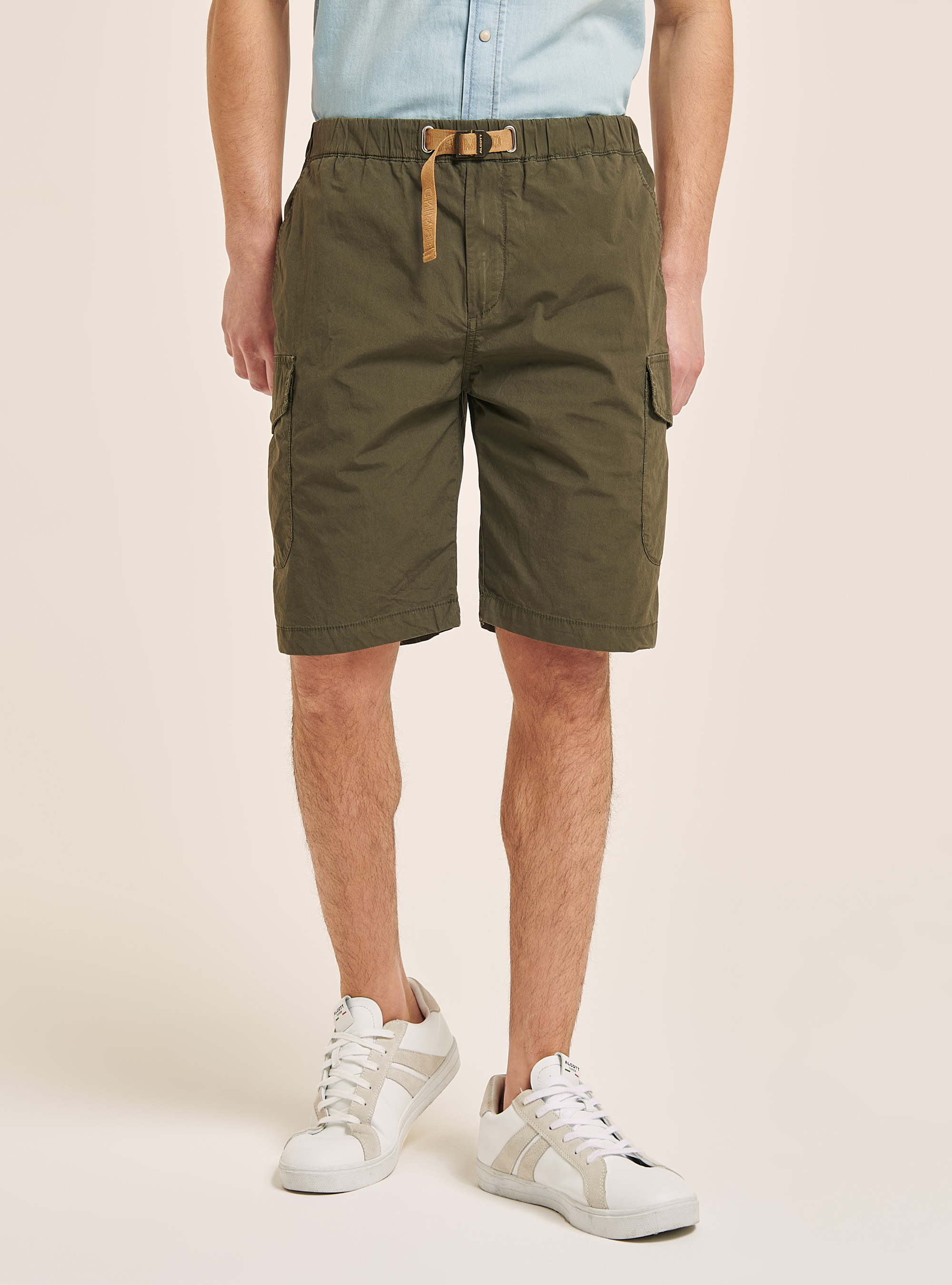 Cotton cargo bermuda with strap, C6594 KAKY