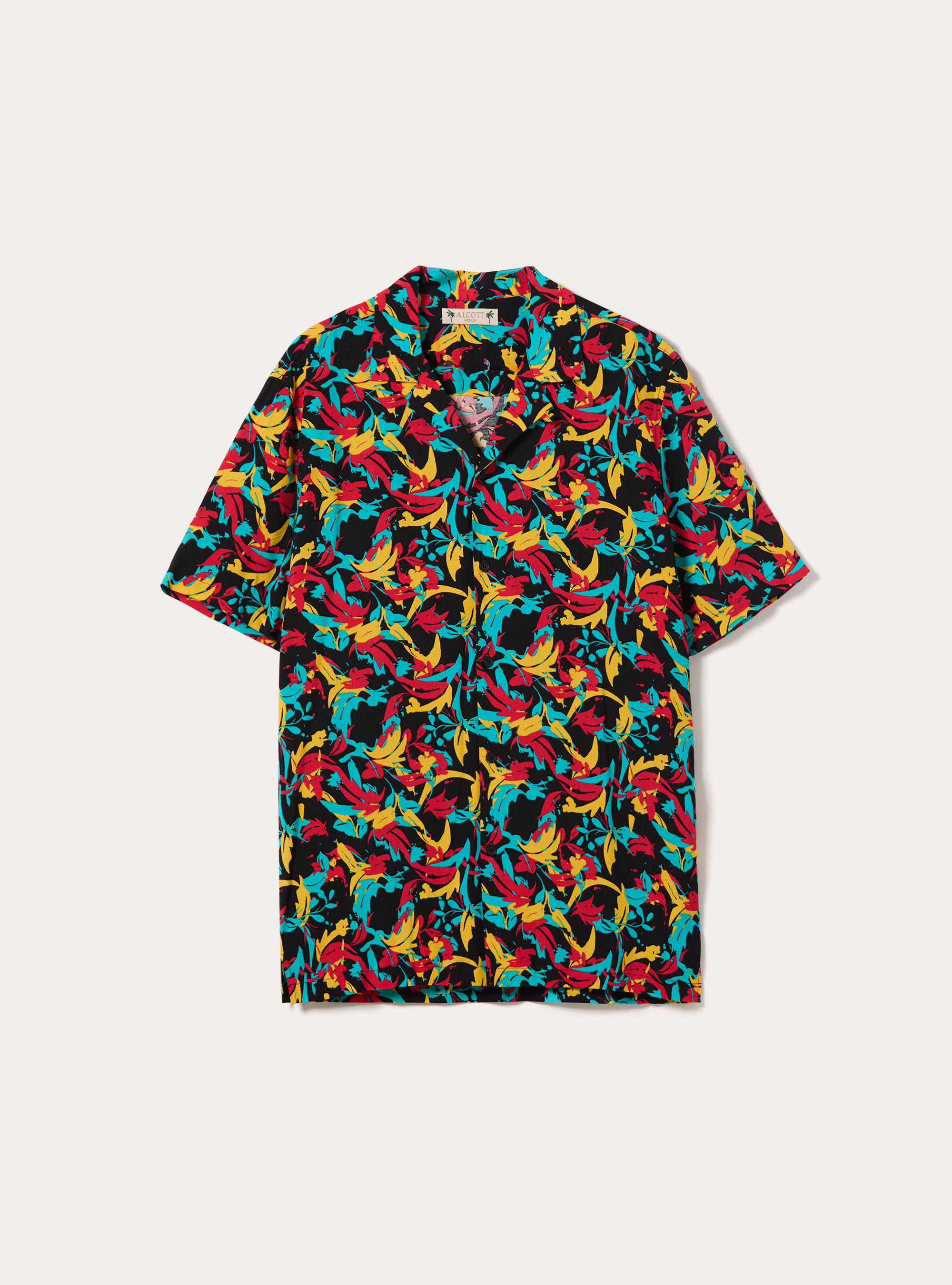 Camicia disegno fondo nero, BLACK