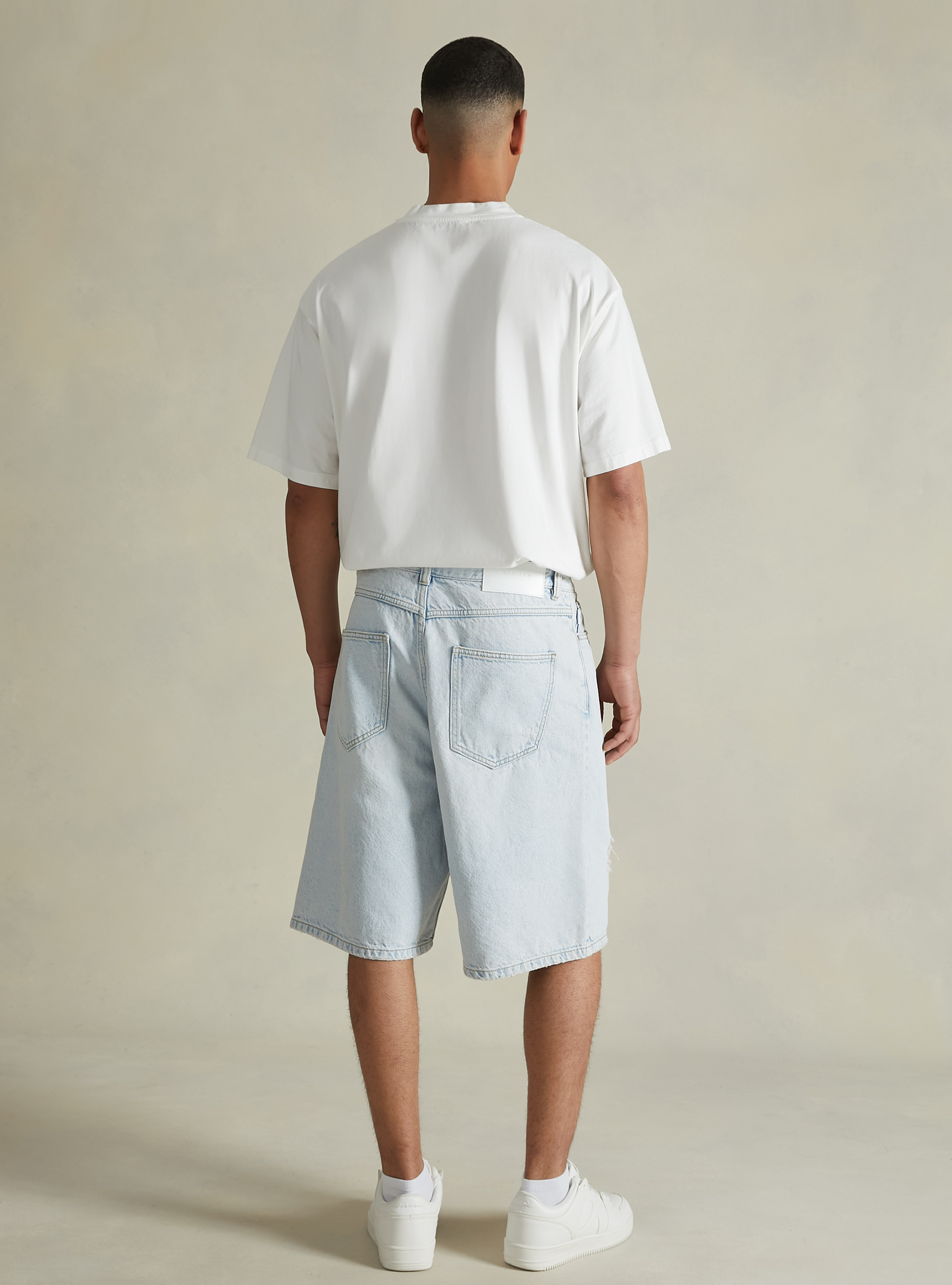 Loose Fit Denim Bermuda Shorts, D007 LIGHT AZURE