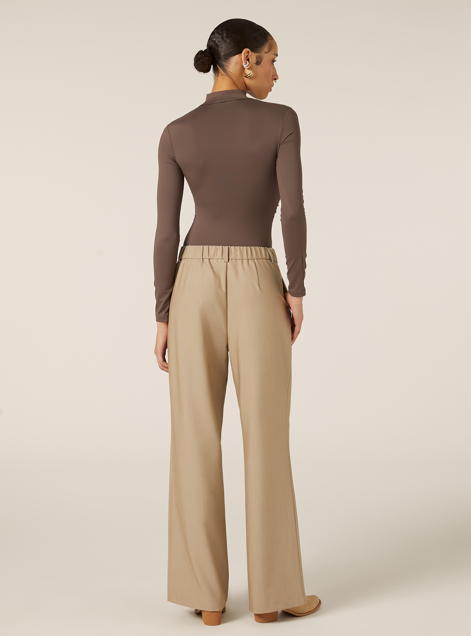 High-neck stretch bodysuit, BR2 BROWN MEDIUM