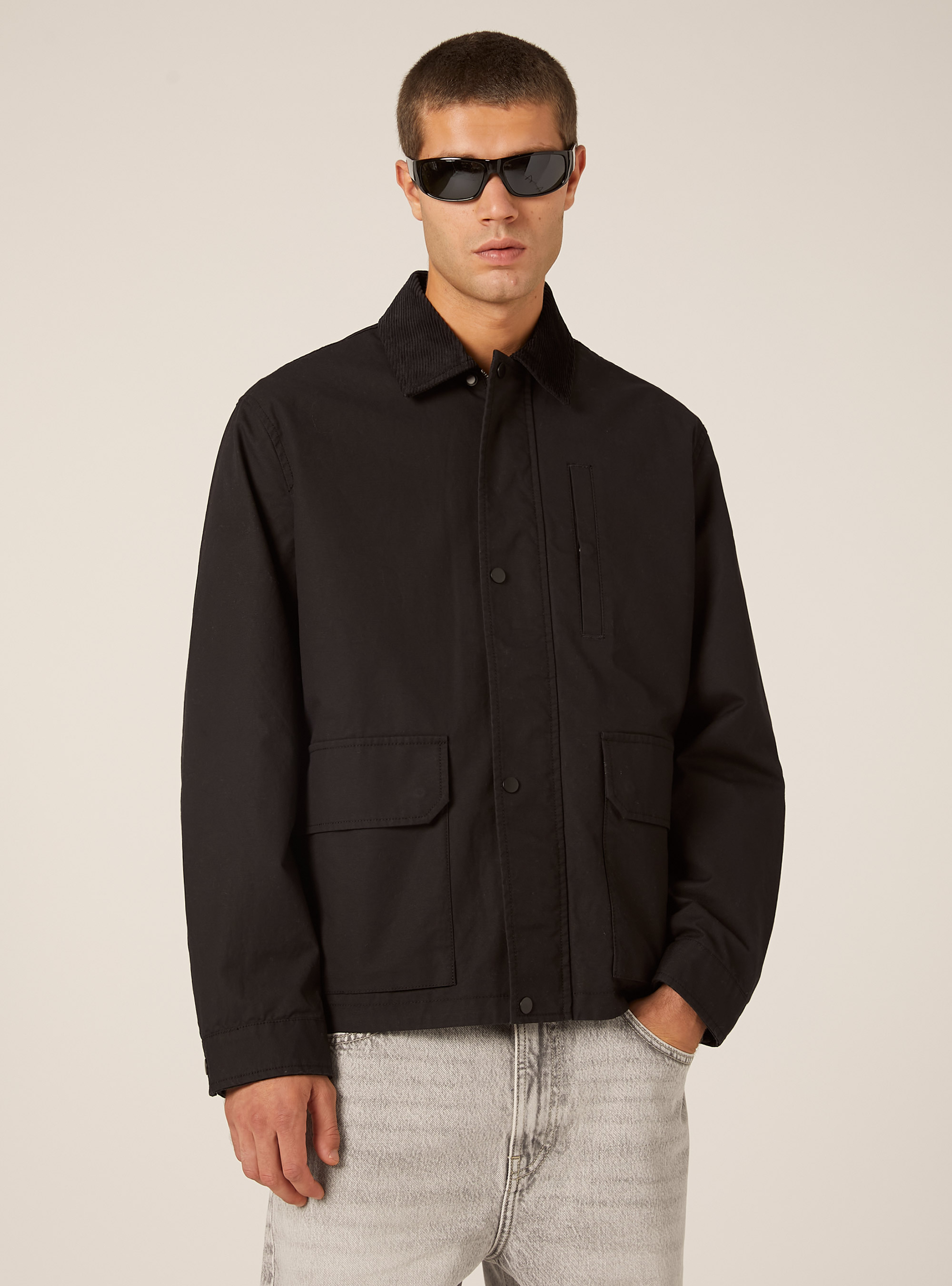 Boxy fit canvas jacket, BK1 BLACK