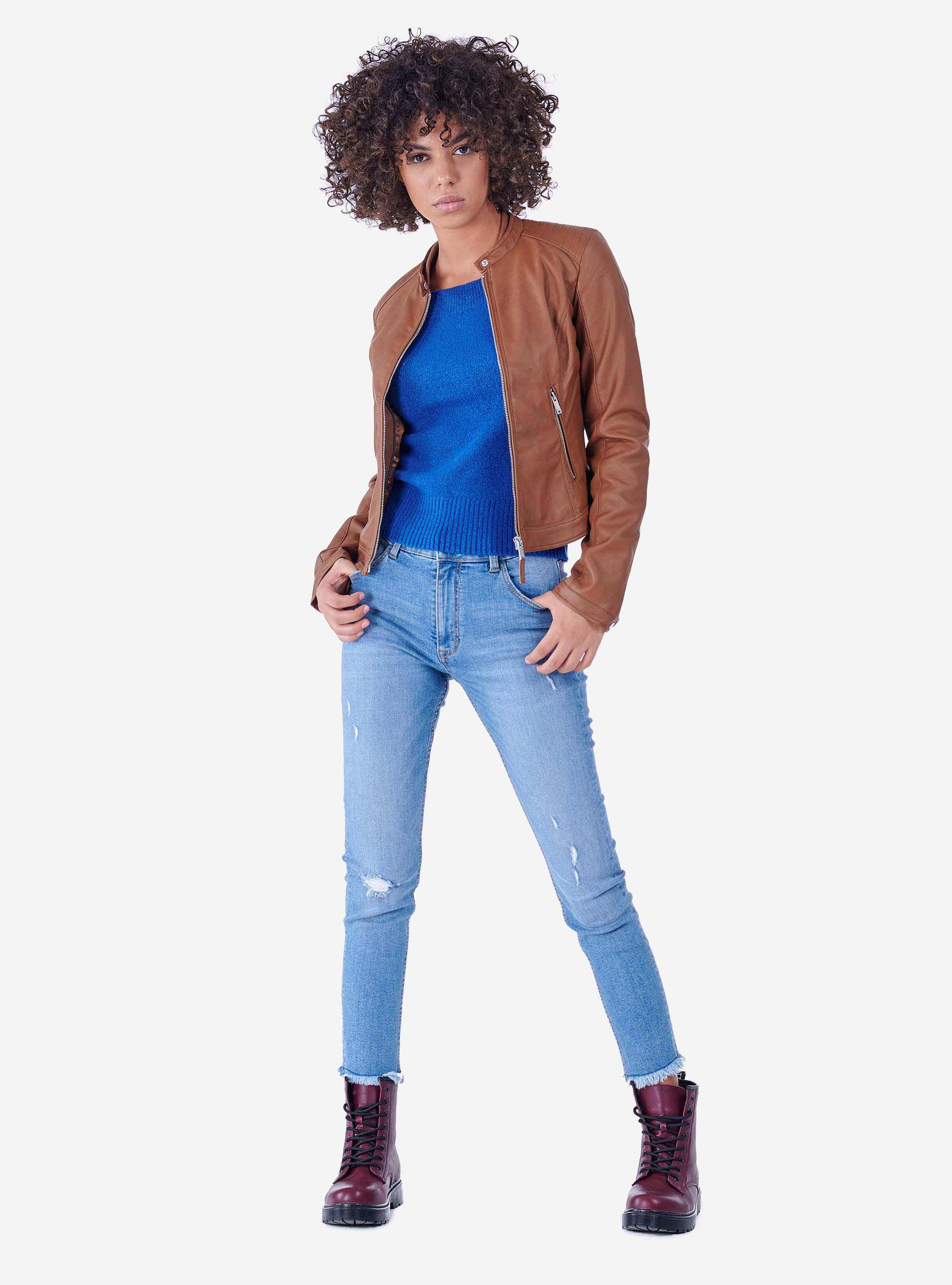 Maglia con collo ampio, BLU ROYAL