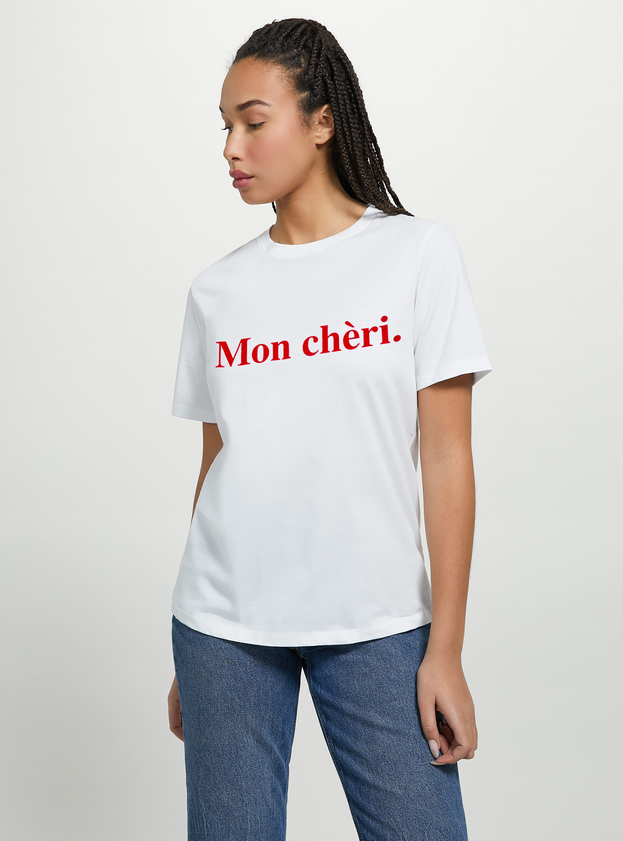 T-shirt with lettering print, WH3 WHITE