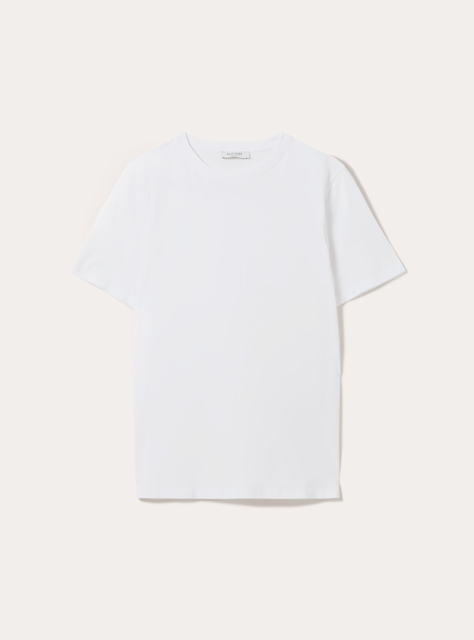 Camiseta de algodón con cuello redondo, WH3 WHITE