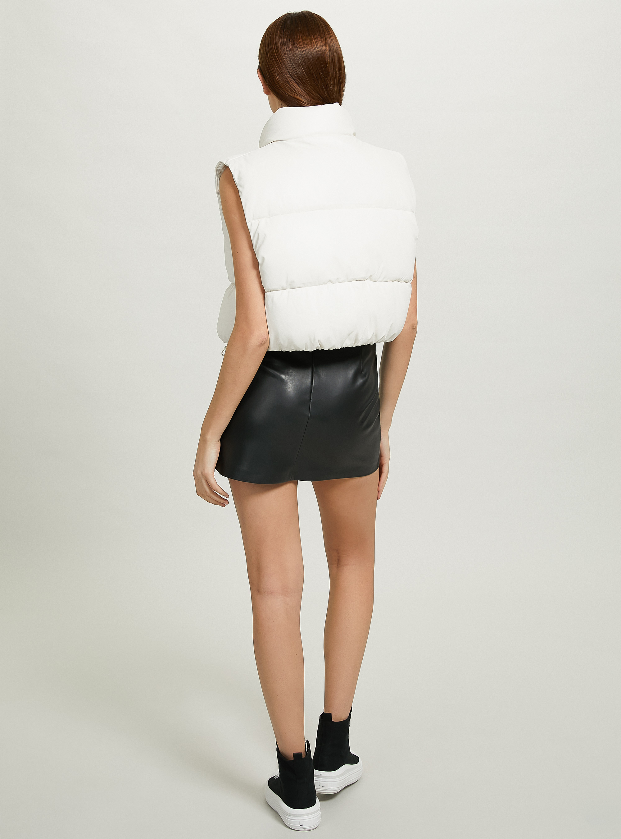 Manche courte &agrave; effet cuir, WH2 WHITE