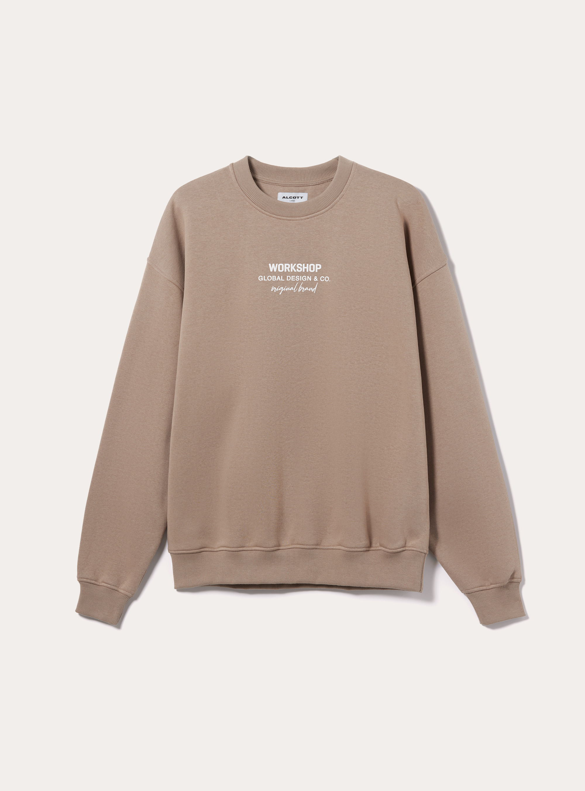 Sudadera boxy fit con estampado Workshop, BG1 BEIGE DARK