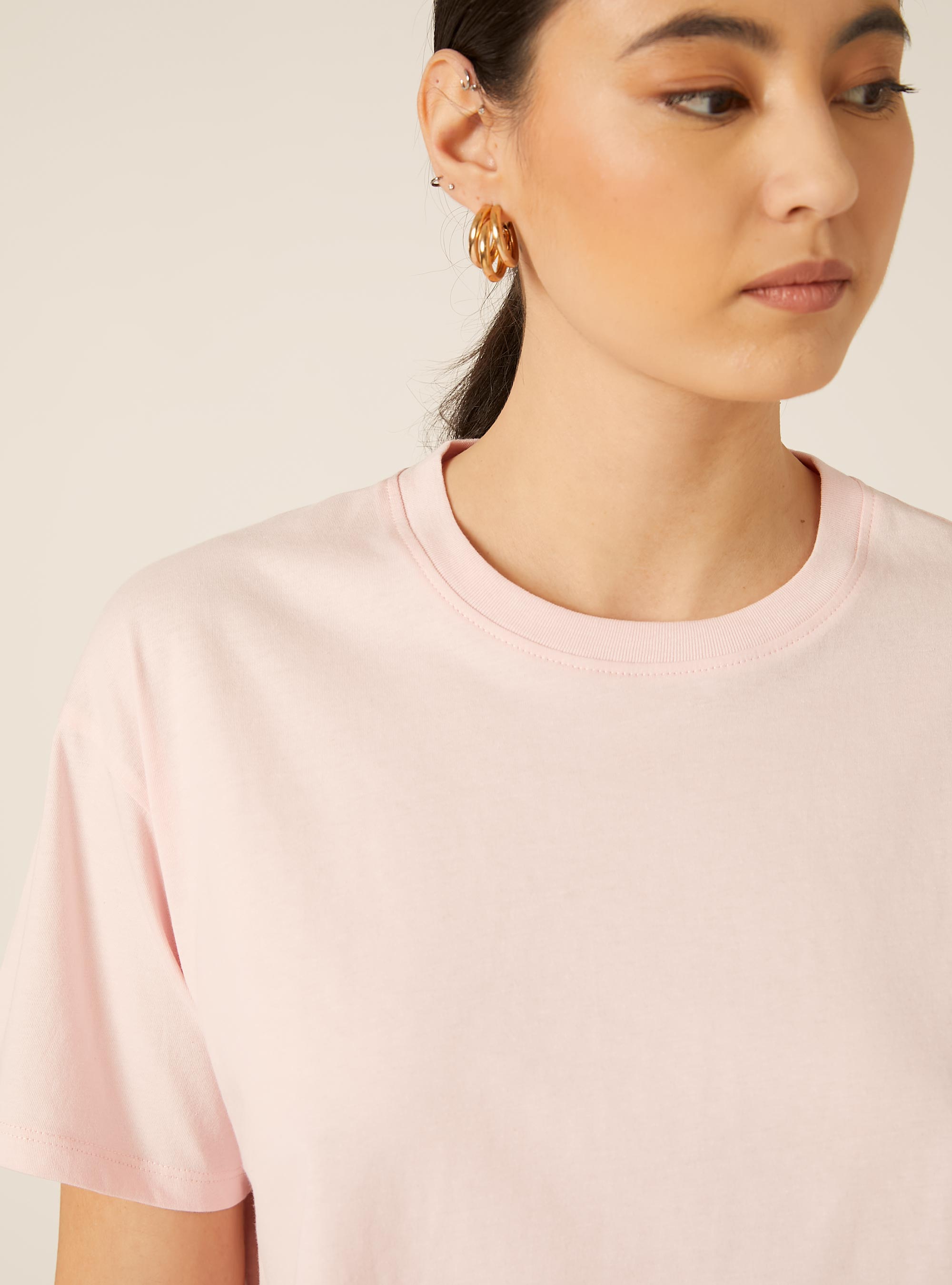 T-shirt crop over tinta unita, PK3 PINK LIGHT