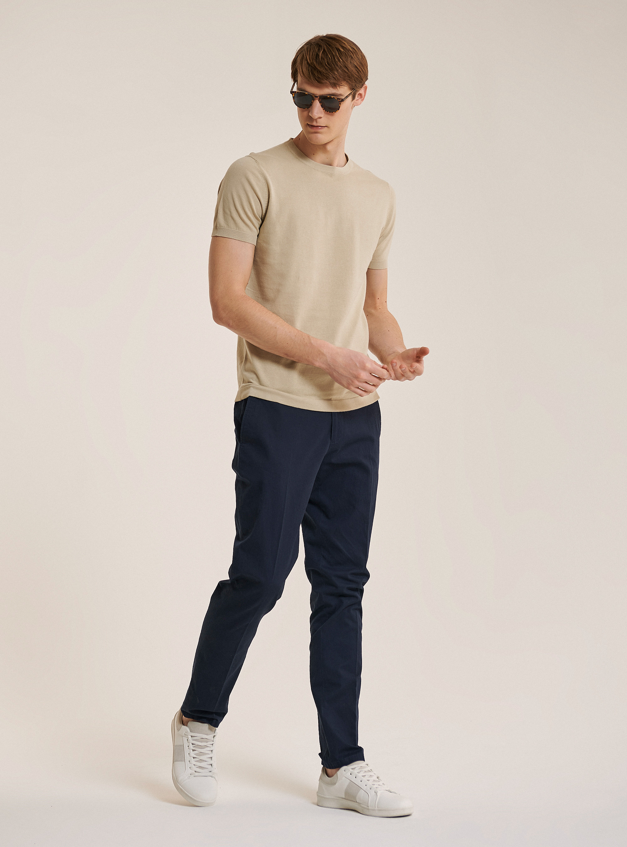 Pull en coton à manches courtes, C1150 SAND