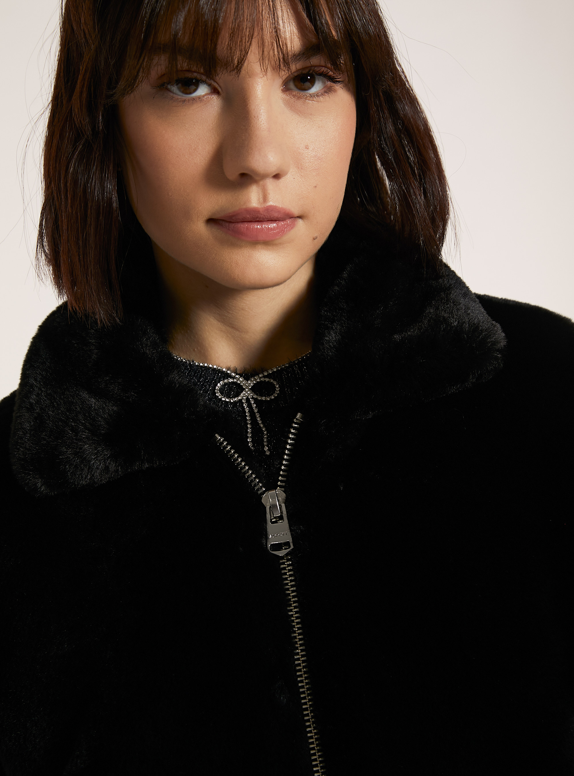 Giacca pelliccia sintetica, BK1 BLACK