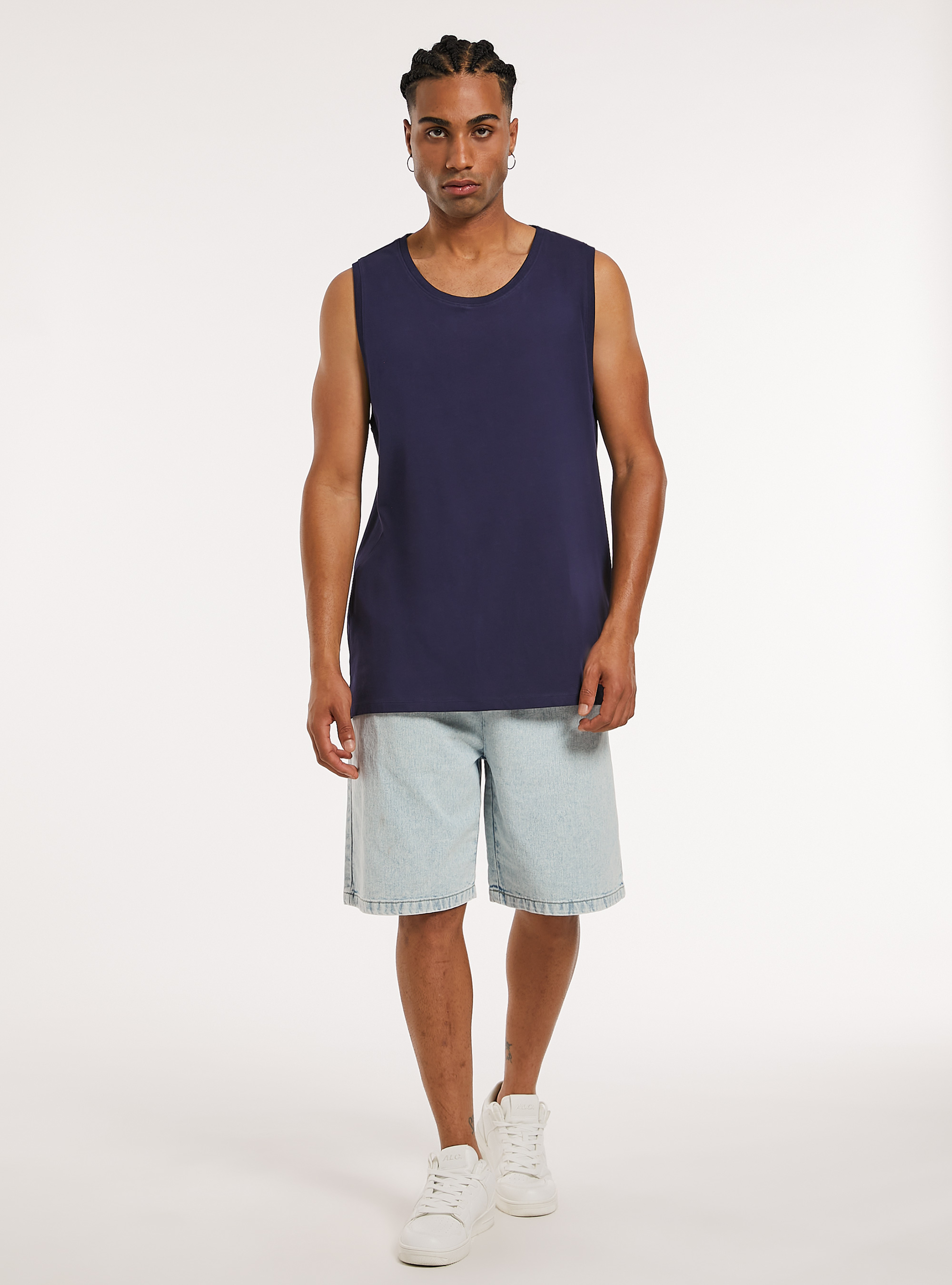 Solid-coloured comfort fit tank top, NA1 NAVY DARK