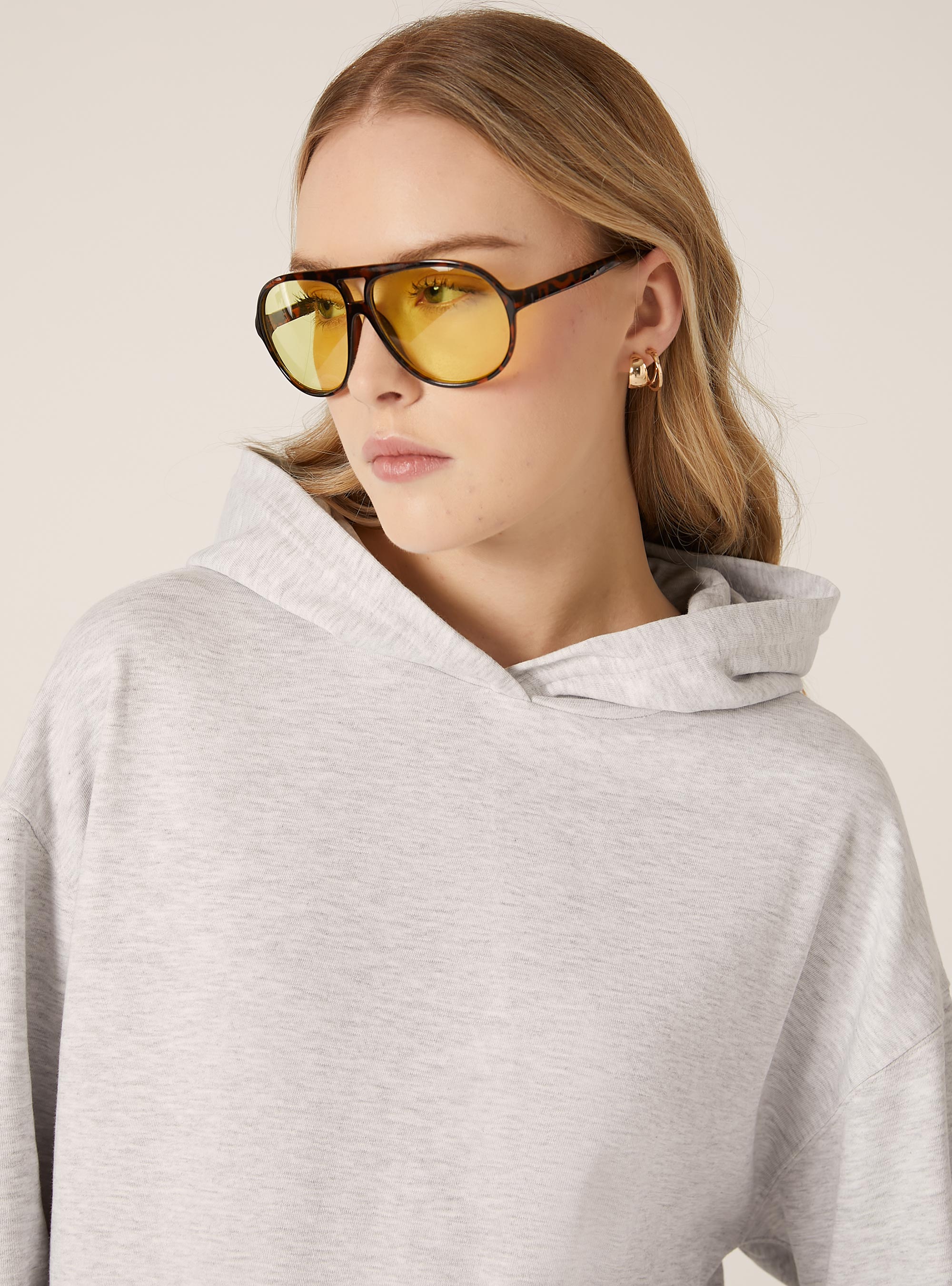 Sudadera con capucha y corte cuadrado, MGY3 GREY MEL LIGHT