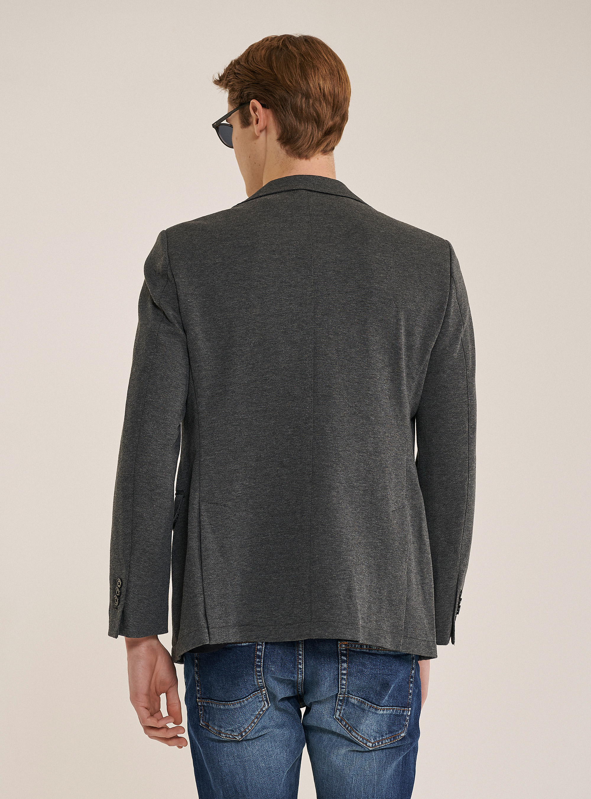 Blazer aus Baumwolle Piquet, C137 GREY