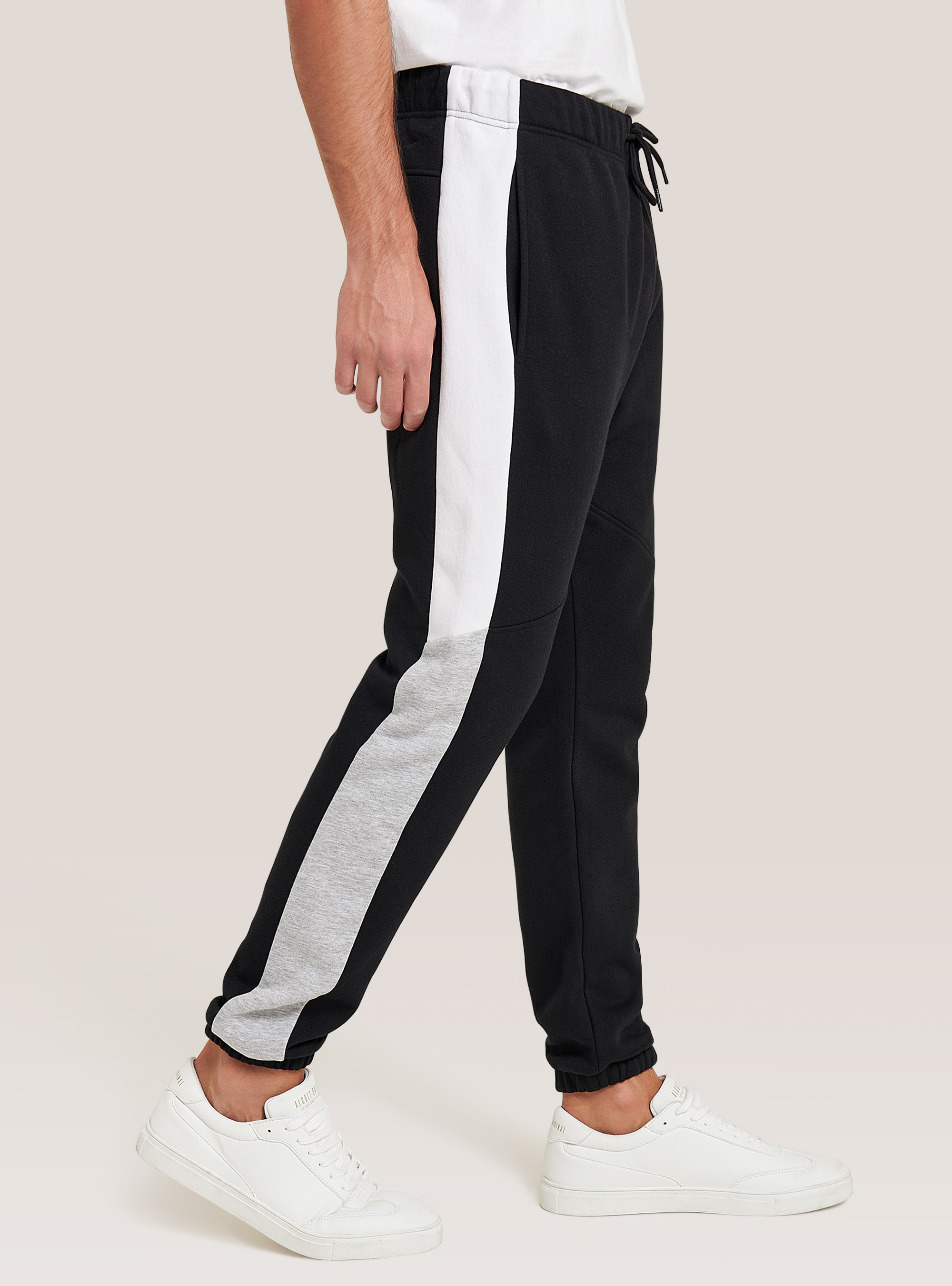 Plush trousers with print, BLACK