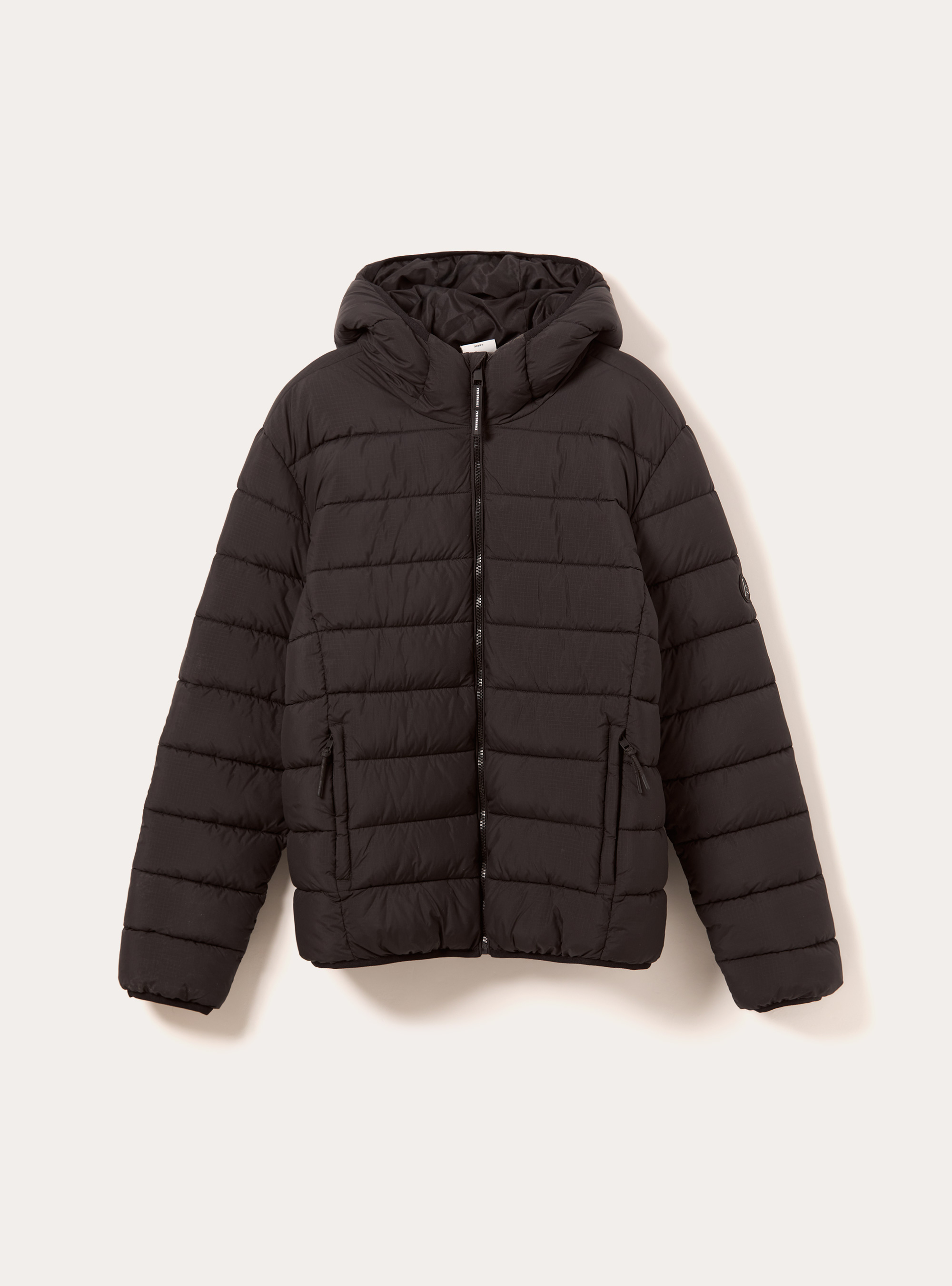 Padded jacket with hood, BK1 BLACK