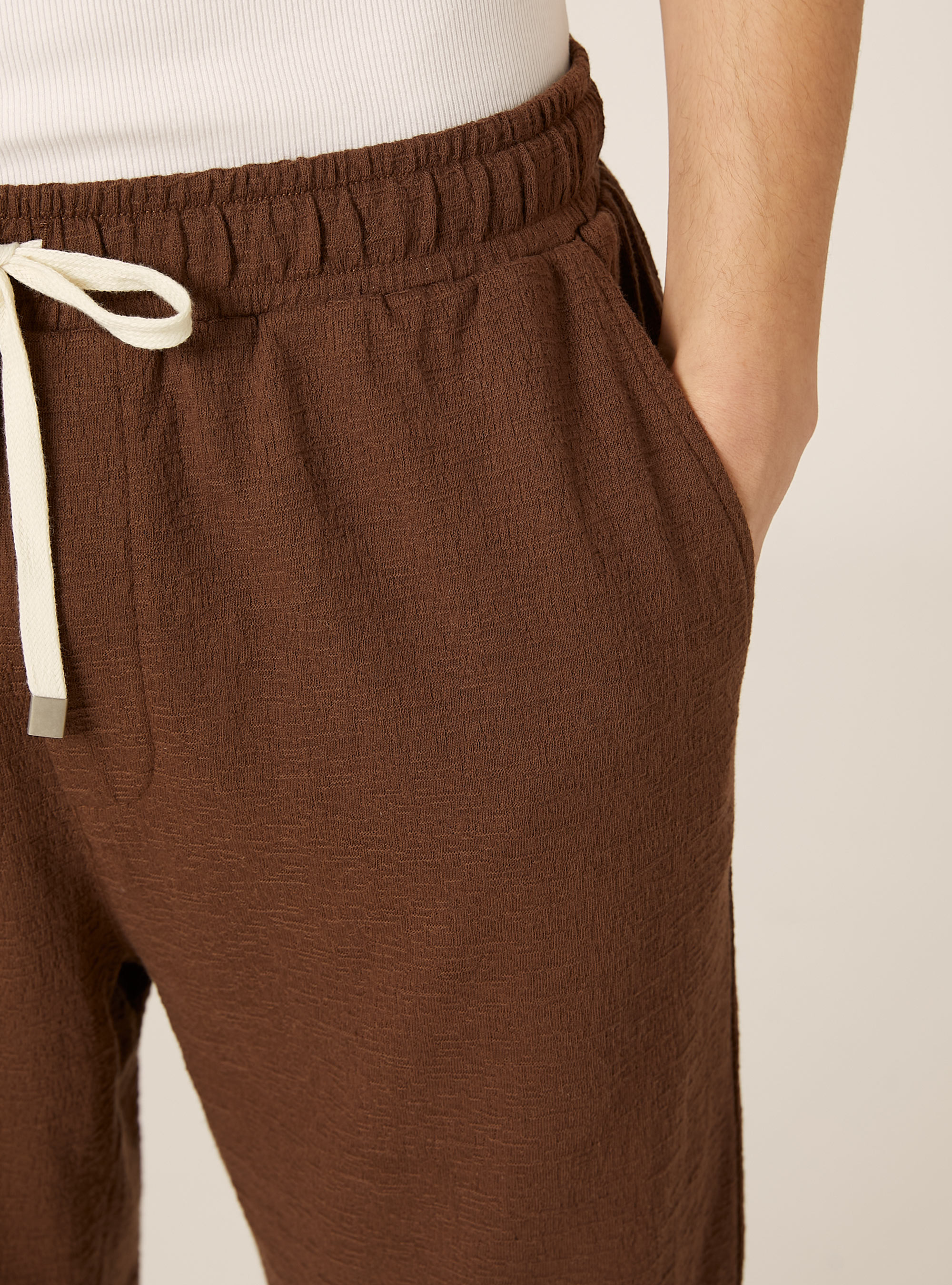 Bermuda in jersey texture regular fit, BR1 BROWN DARK