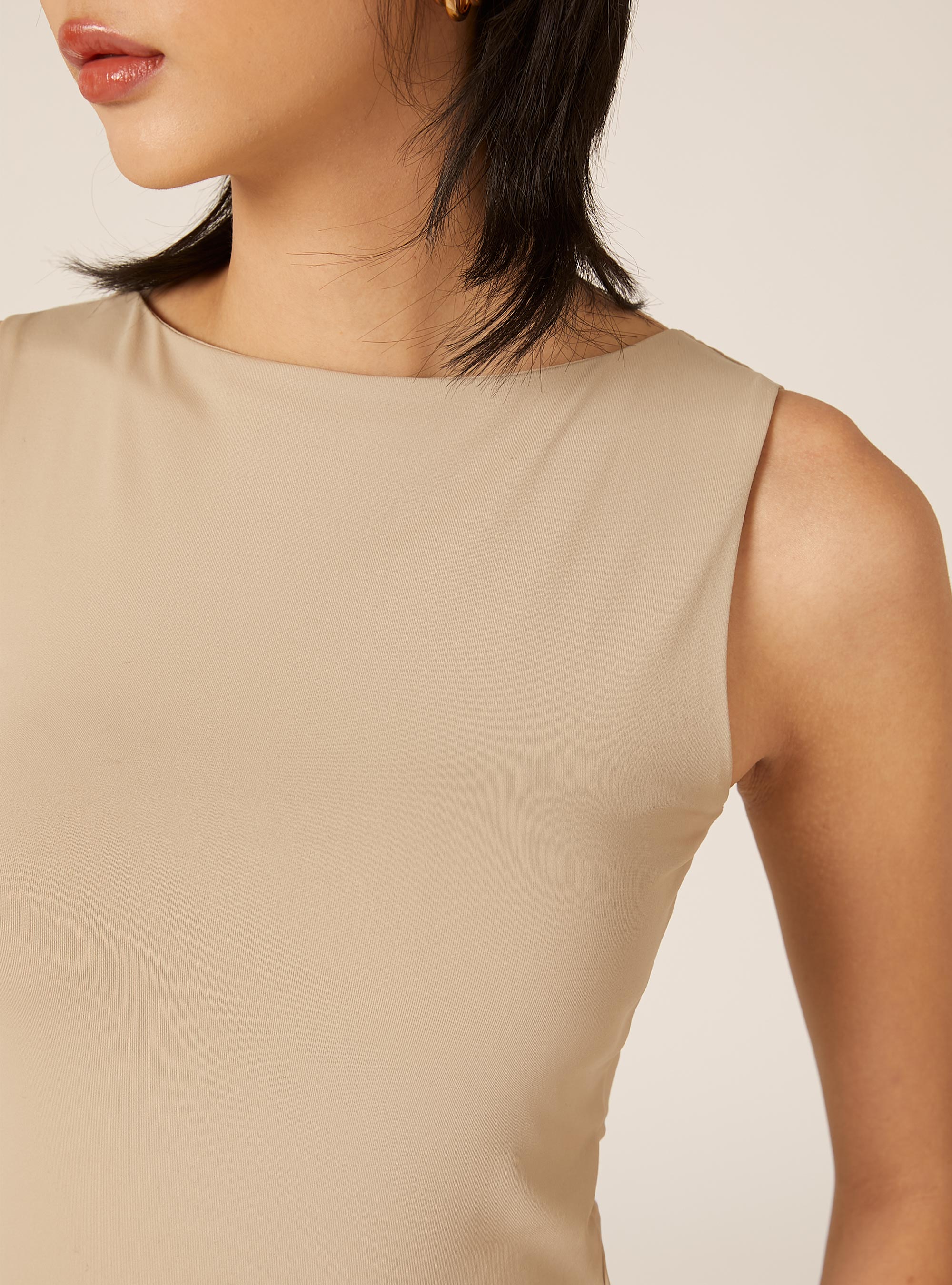 Body con scollo a barchetta, BG3 BEIGE LIGHT