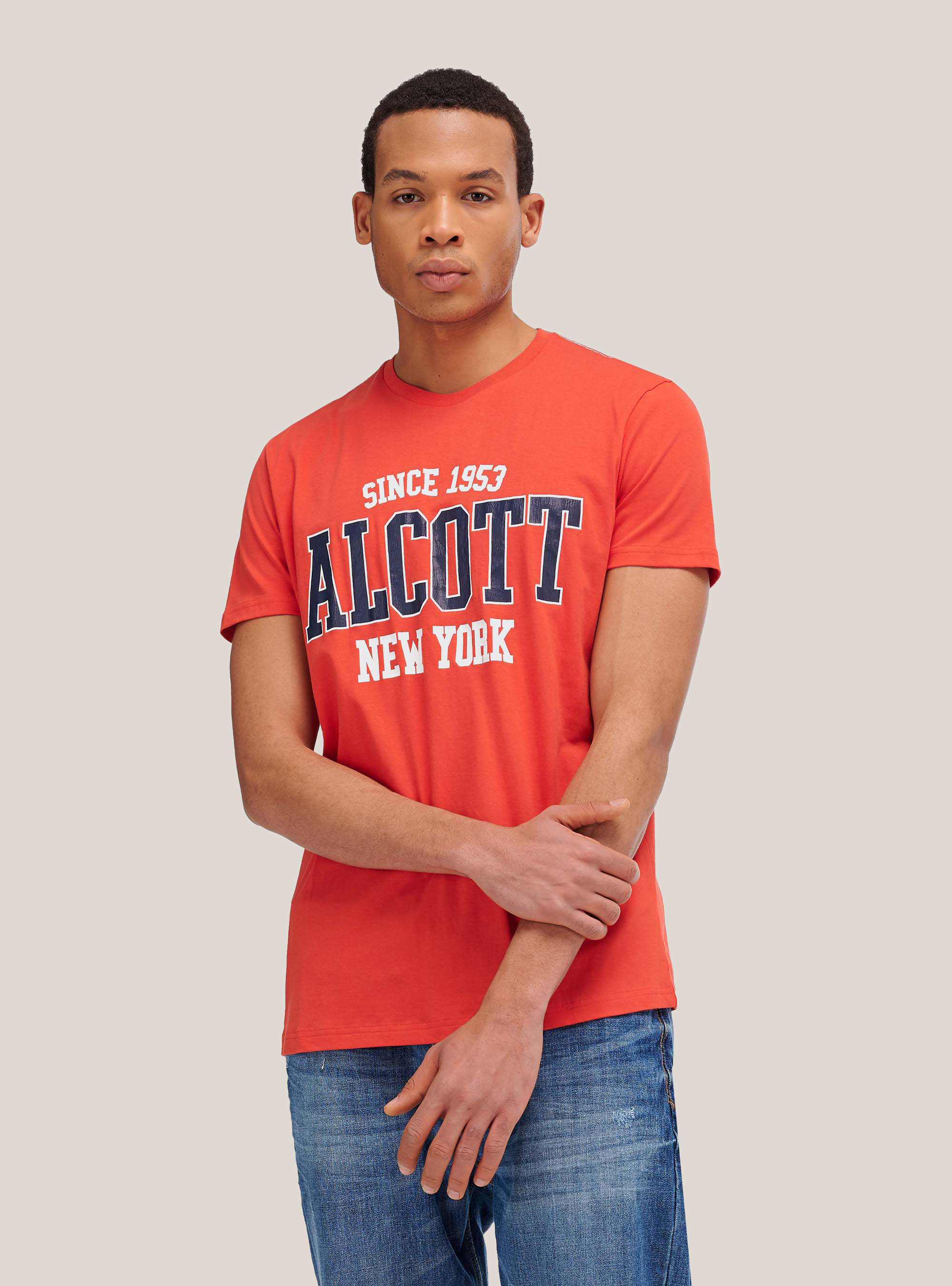 T-shirt with Alcott logo, C0045 CORAL