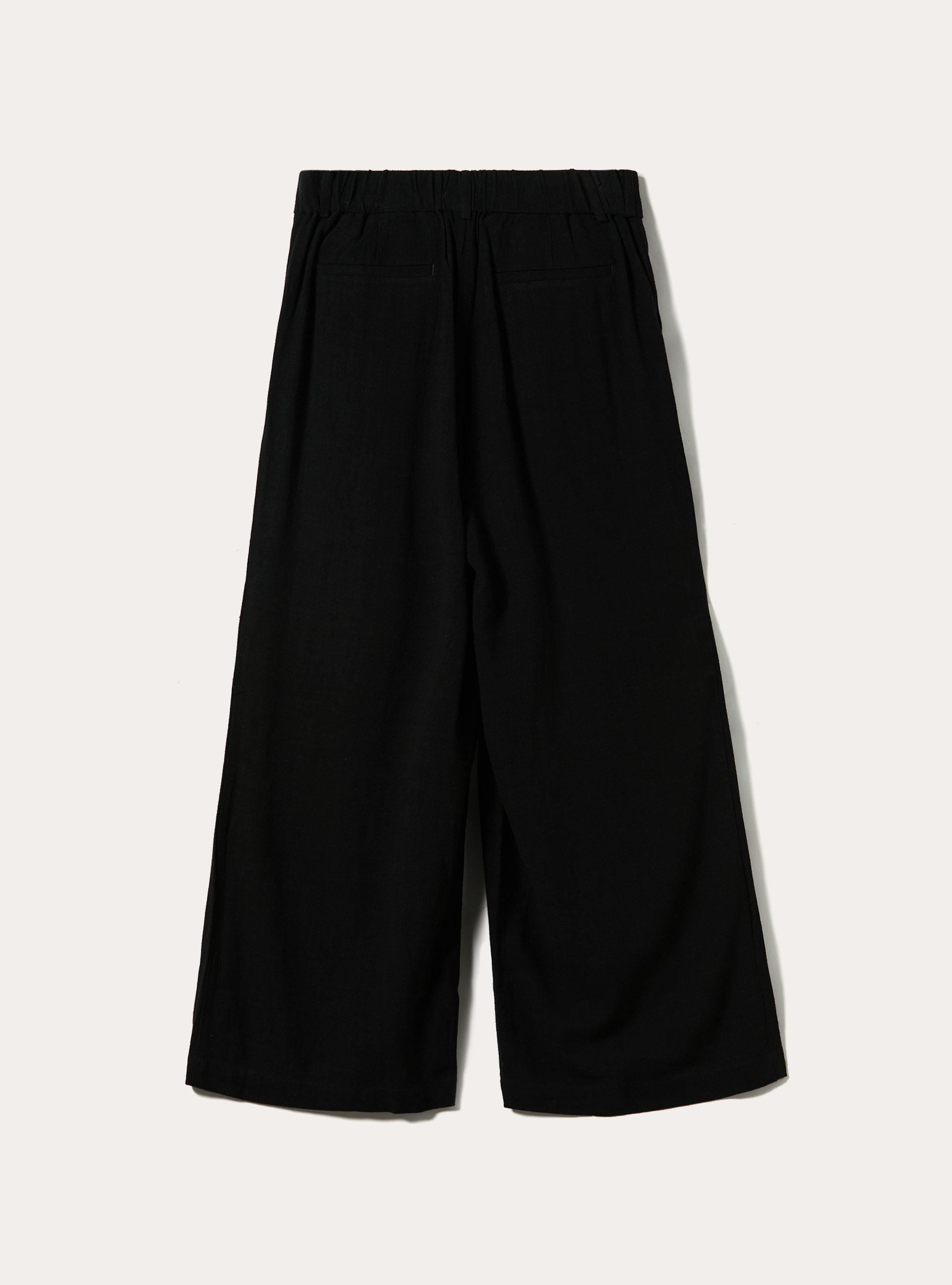 Pantalón de pierna ancha en mezcla de lino, BK1 BLACK