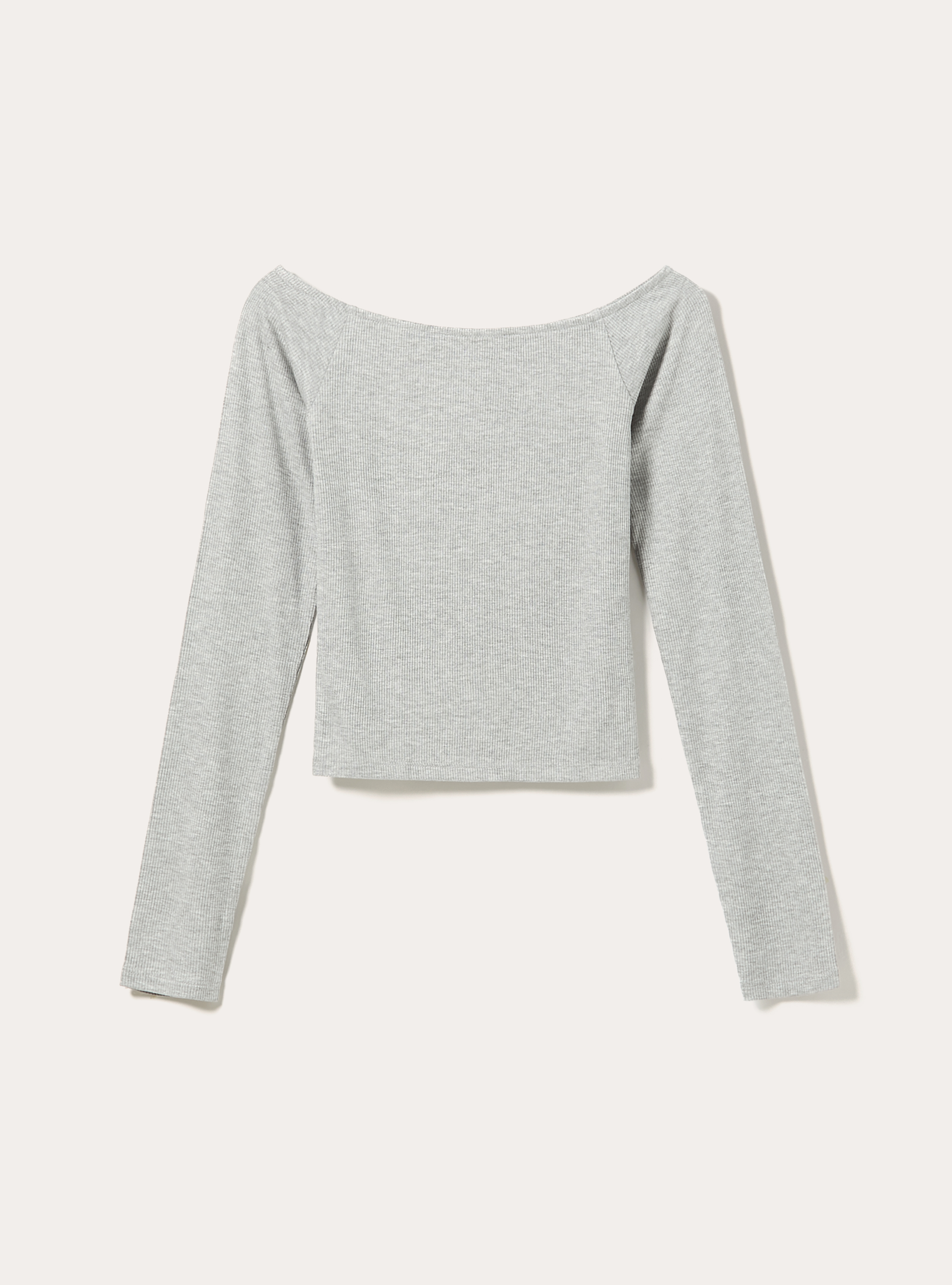 Maglia maniche lunghe scollo bardot, MGY3 GREY MEL LIGHT