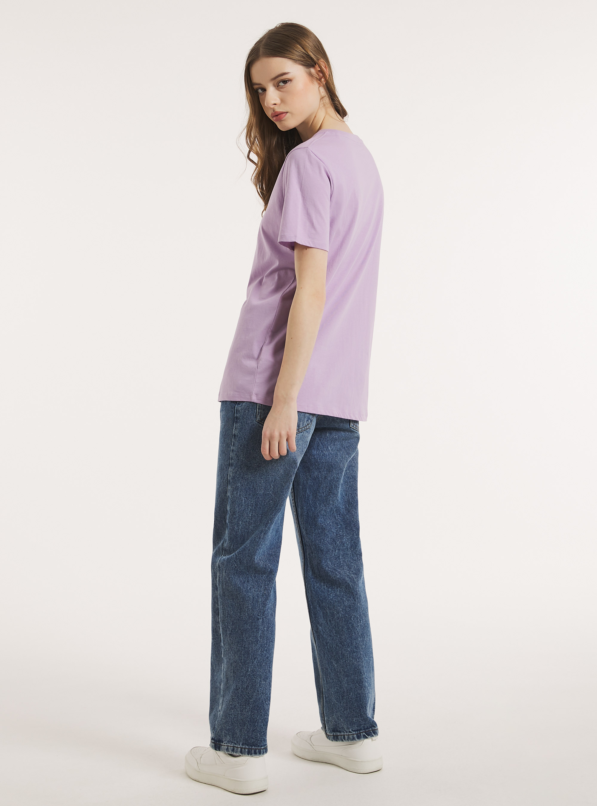 Crew-neck cotton T-shirt, LC2 LILLAC MEDIUM