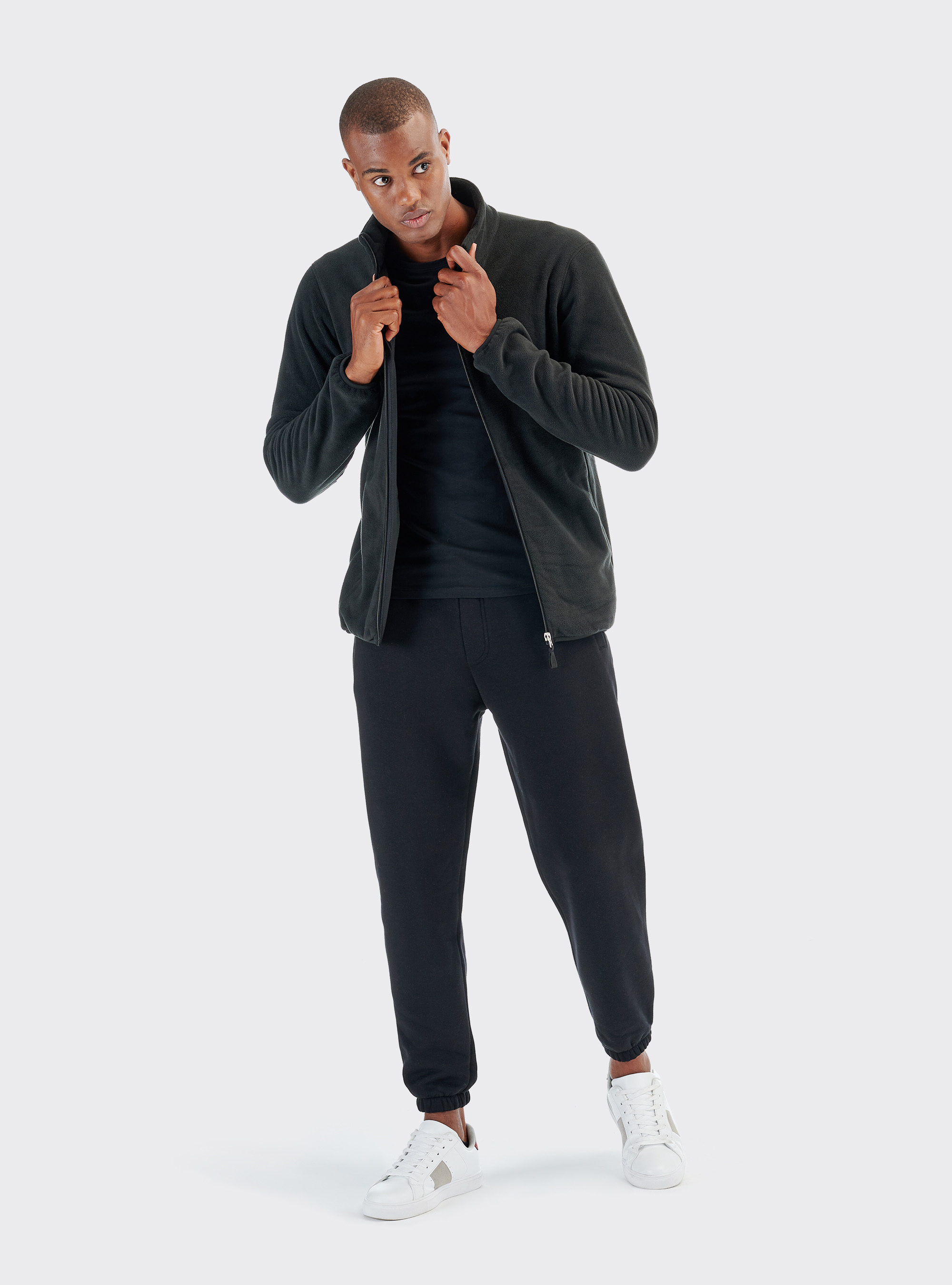 Basic fleece jogger, BLACK
