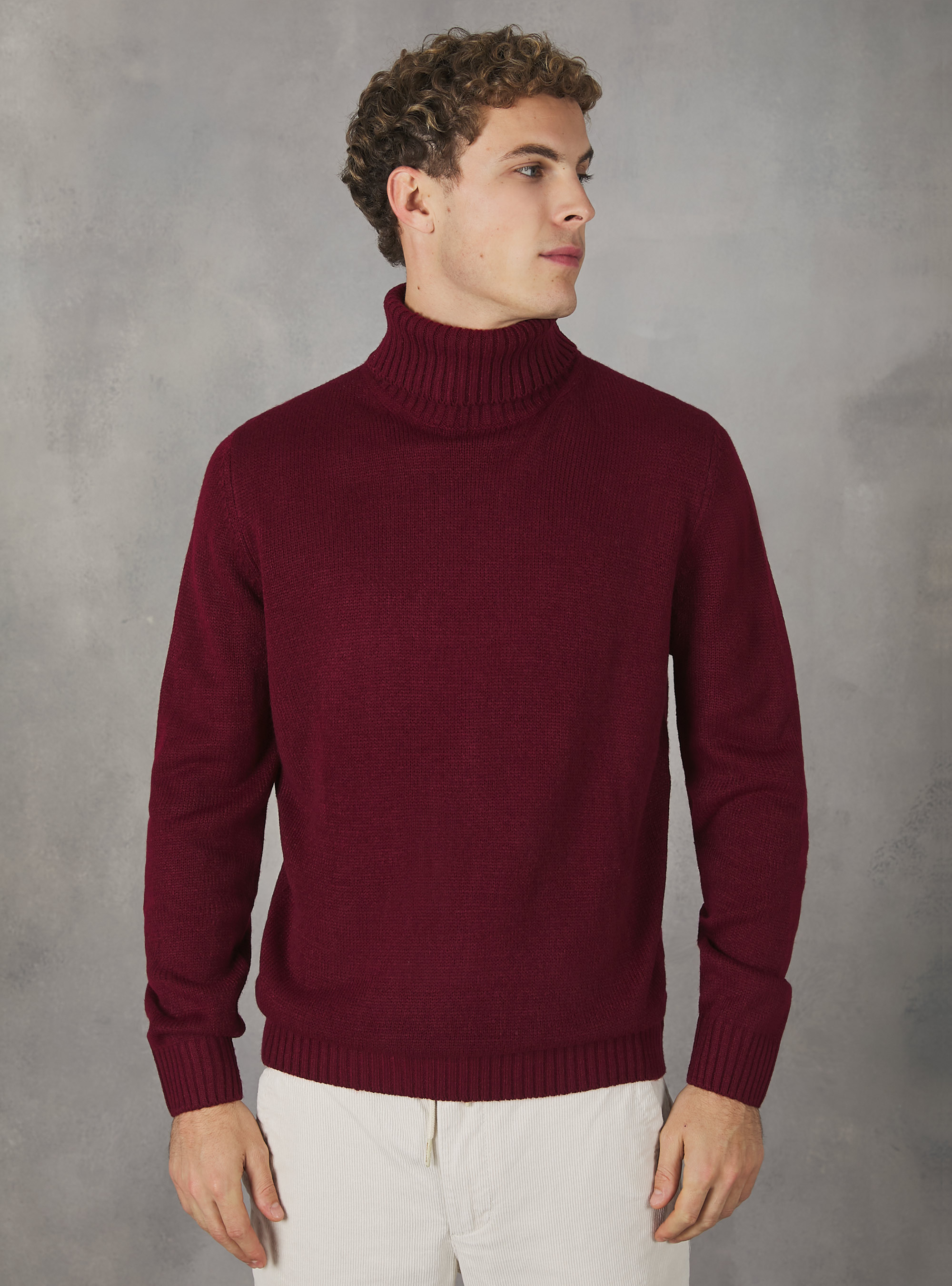 Pullover a collo alto cachemire touch, BO2 BORDEAUX MEDIUM