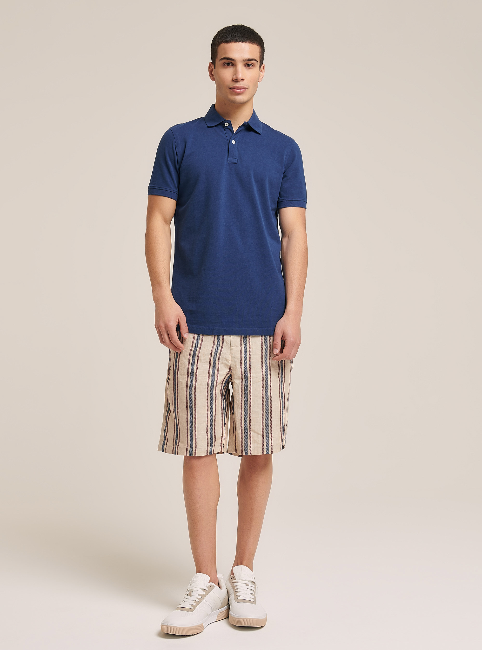 Basic cotton polo shirt, BLUE
