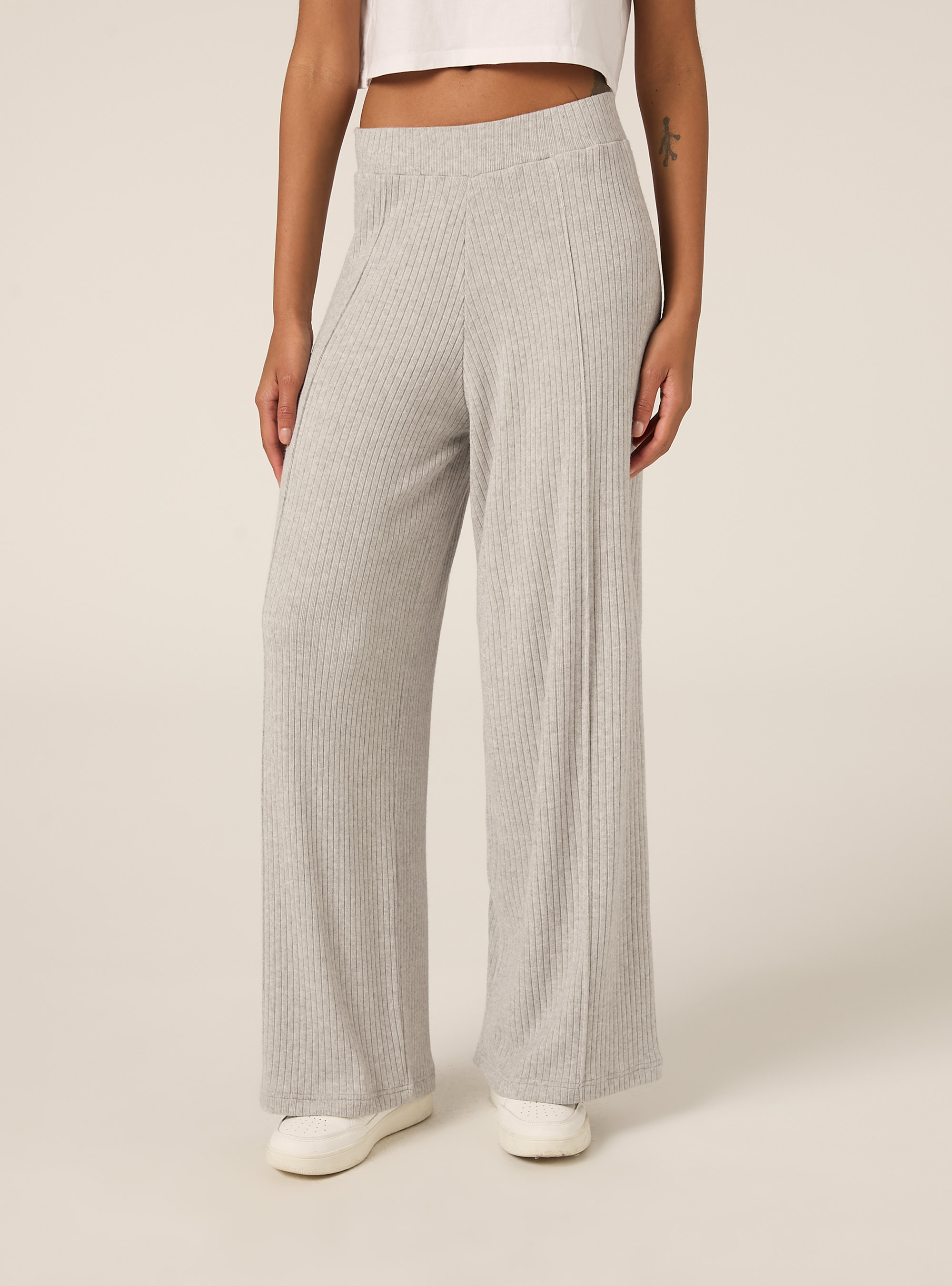 Palazzo knit pants, MGY2 GREY MEL MEDIUM