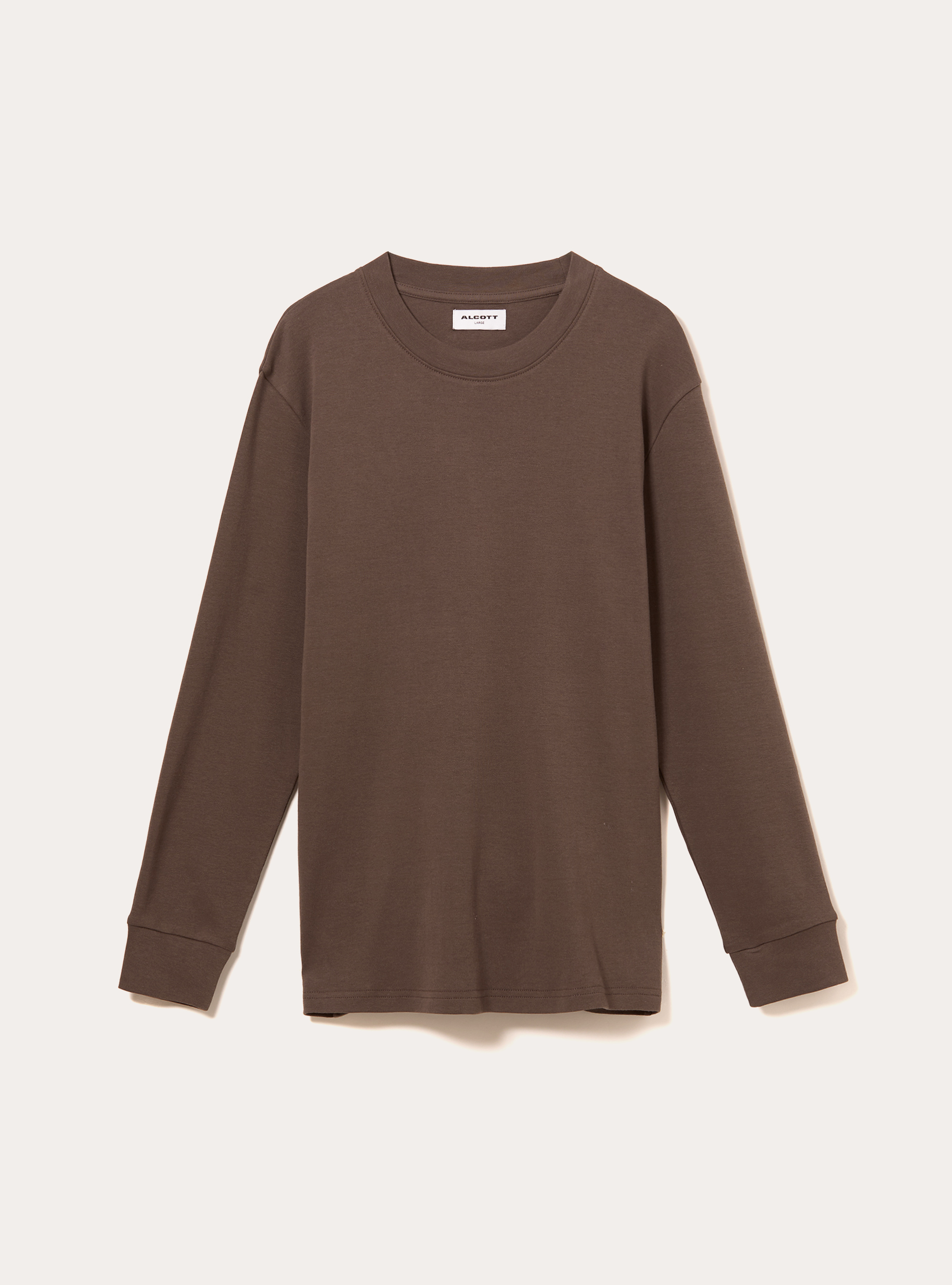 Langärmliges Baumwoll-T-Shirt, BR1 BROWN DARK