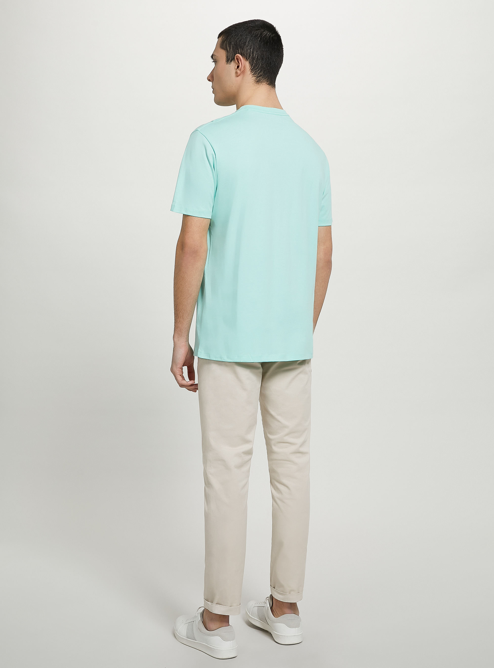 Camiseta de algodón con cuello redondo, GA3 AQUA GREEN LIGHT